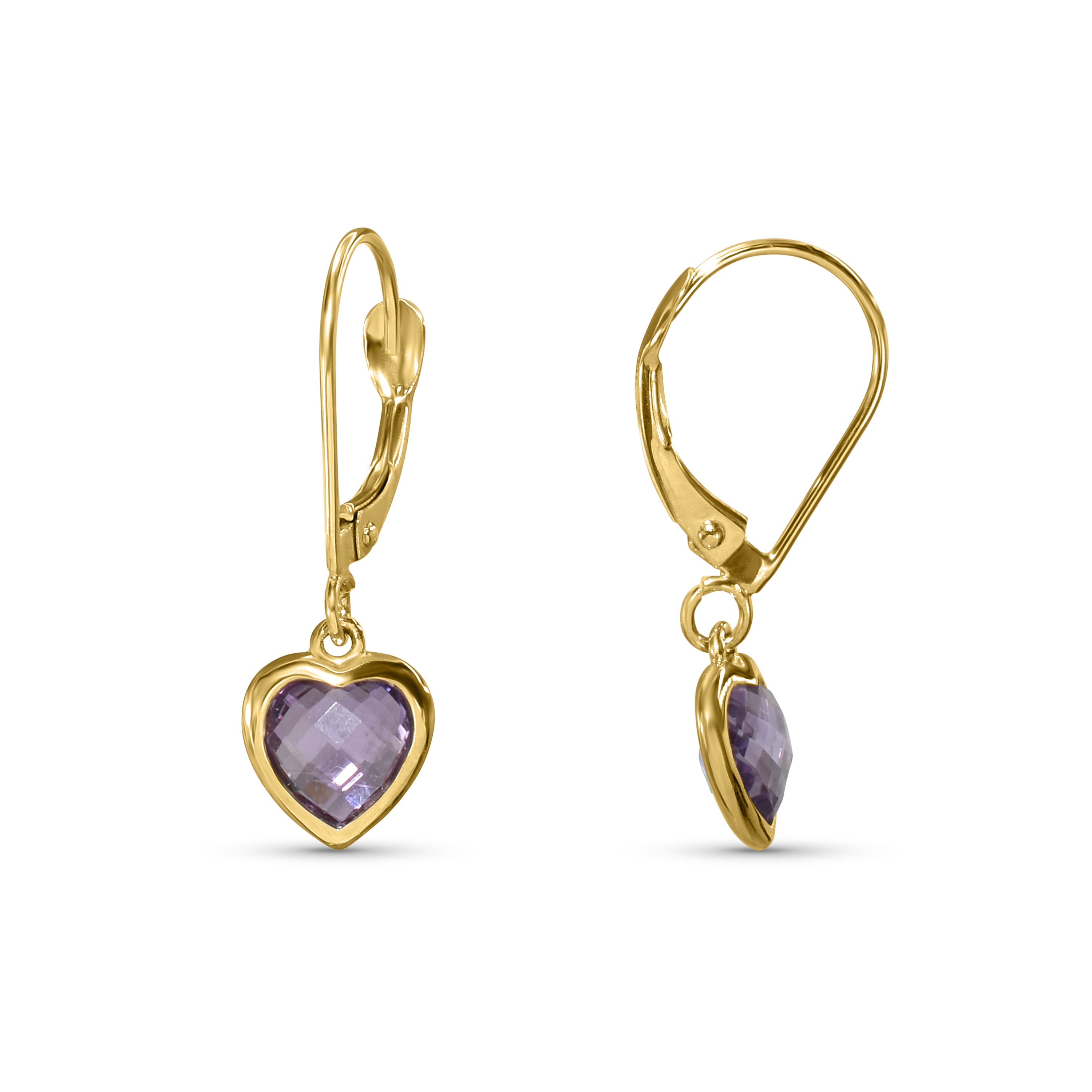 14k Amethyst Heart Leverback Earring 6mm
