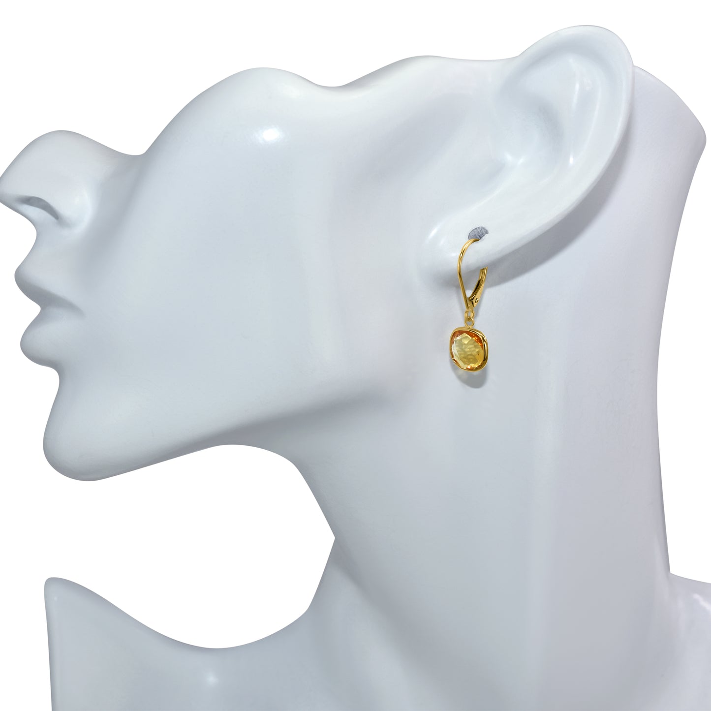 14k Citrine Cushion Leverback Earring