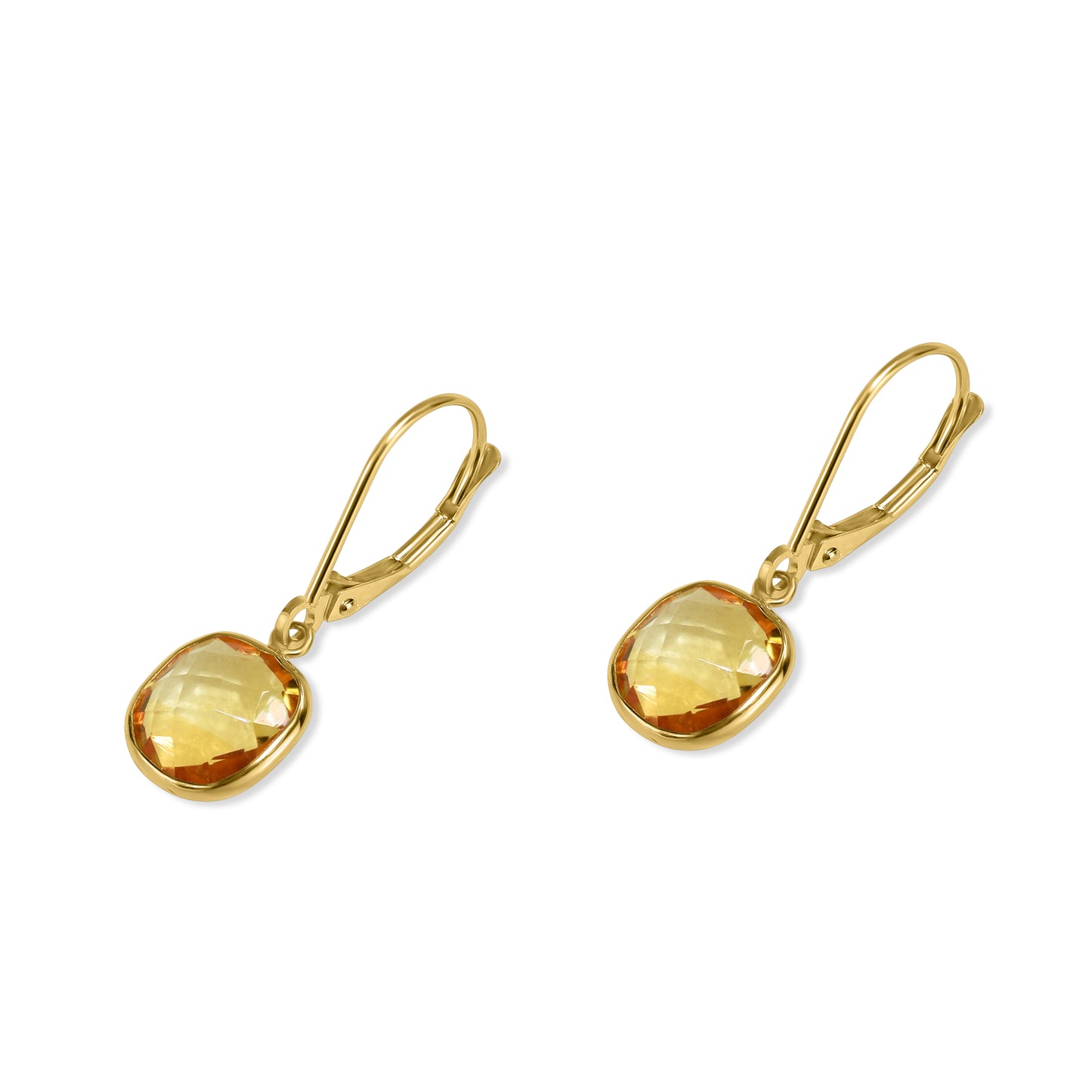 14k Citrine Cushion Leverback Earring