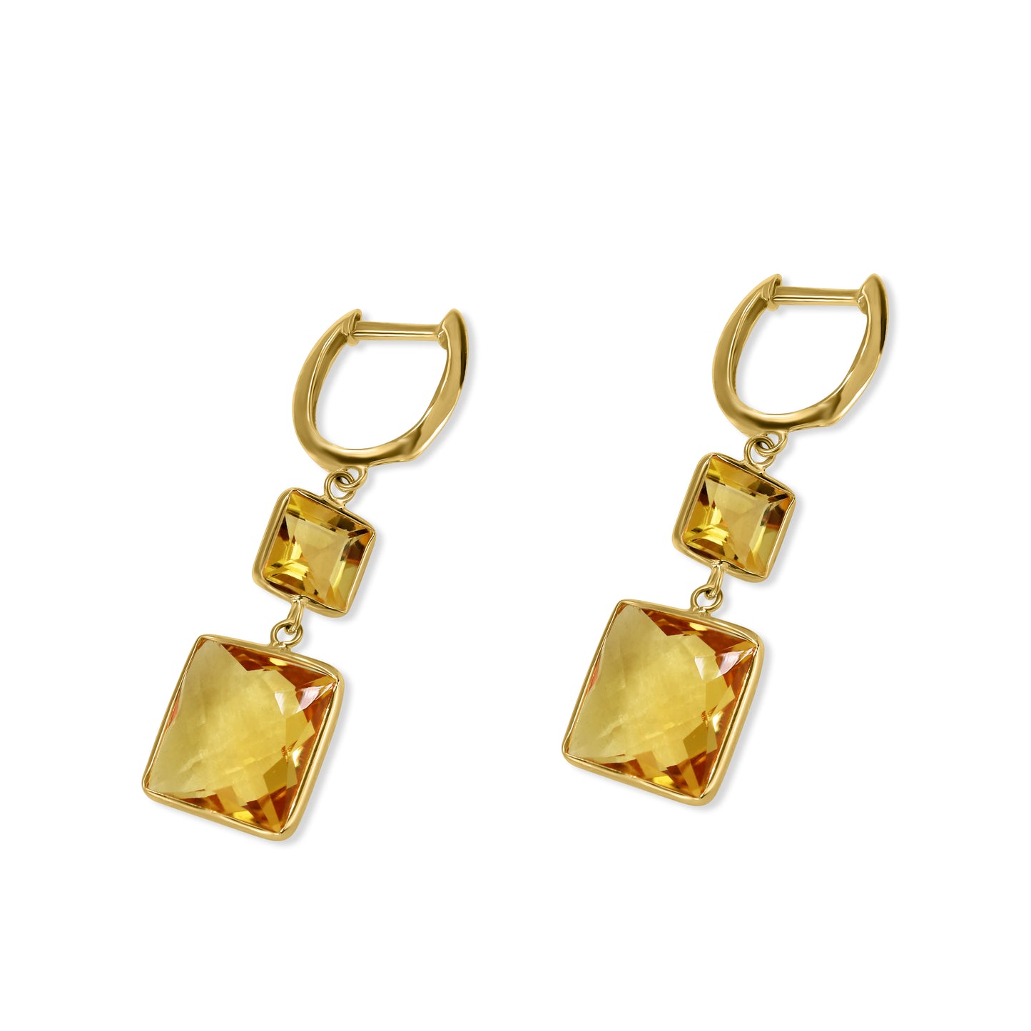 14k Citrine Square Bezel Hoop Earring