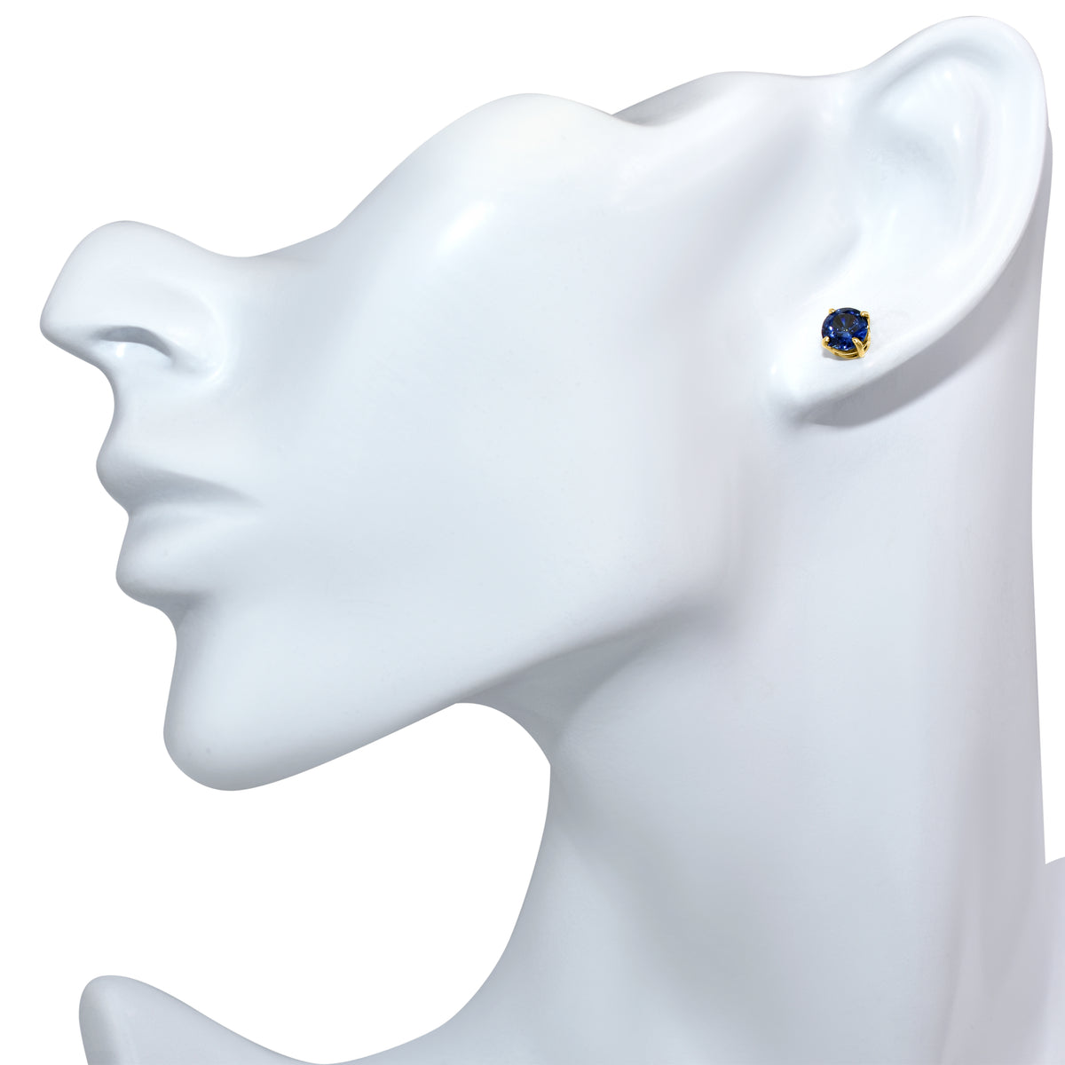 14k Lab Grown Sapphire Round Stud Earring