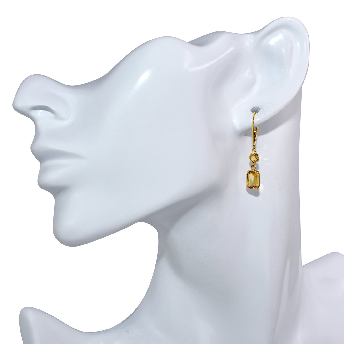 14k Citrine Bezel Drop Leverback Earring