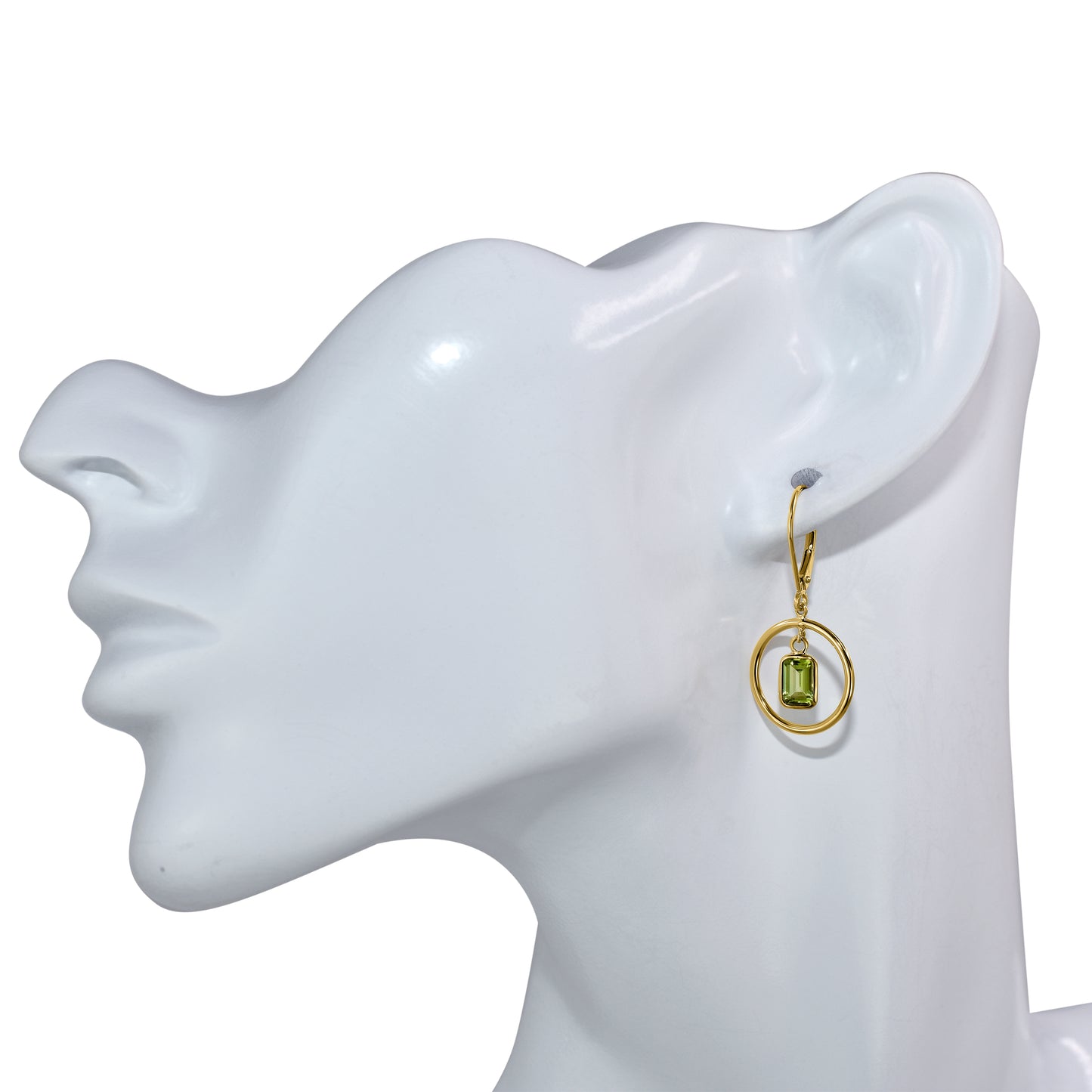 14k Peridot Halo Leverback Earring