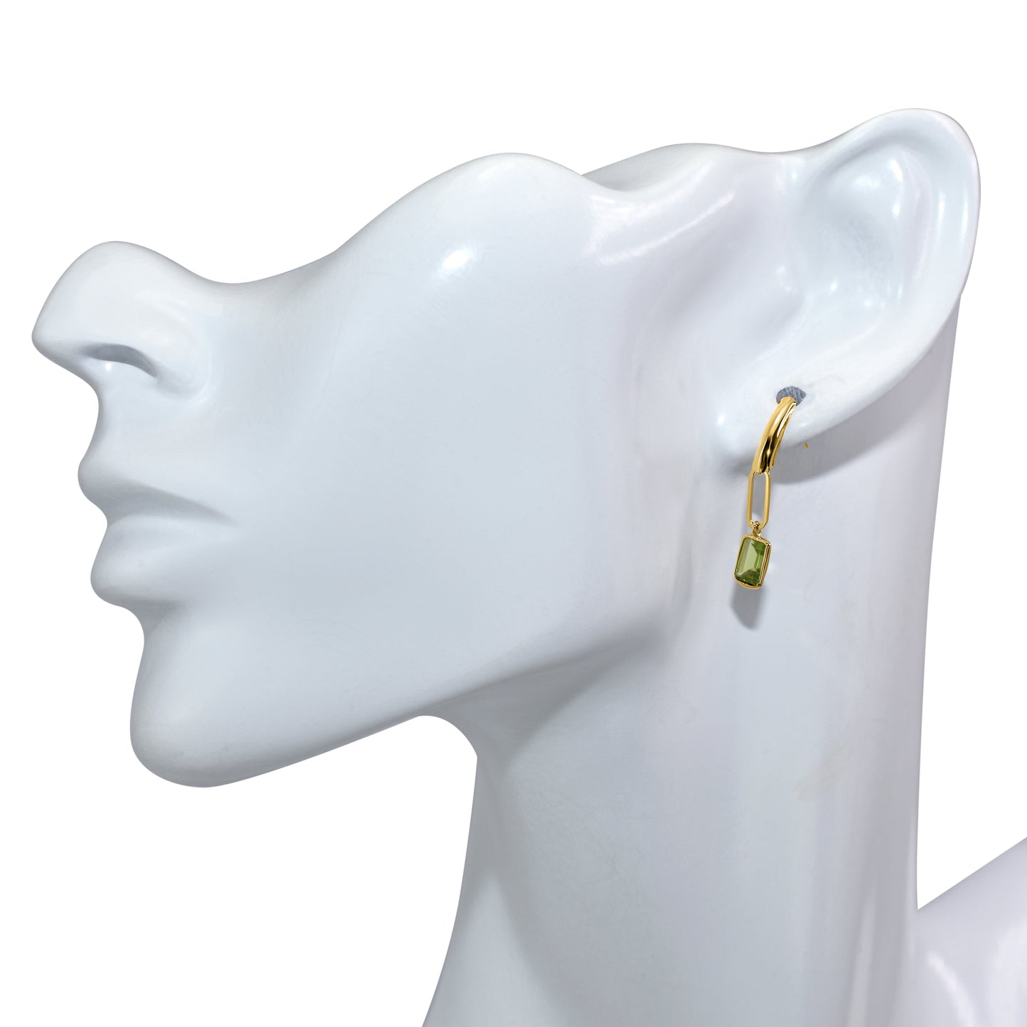 14k Peridot Paperclip Bar Post Earring