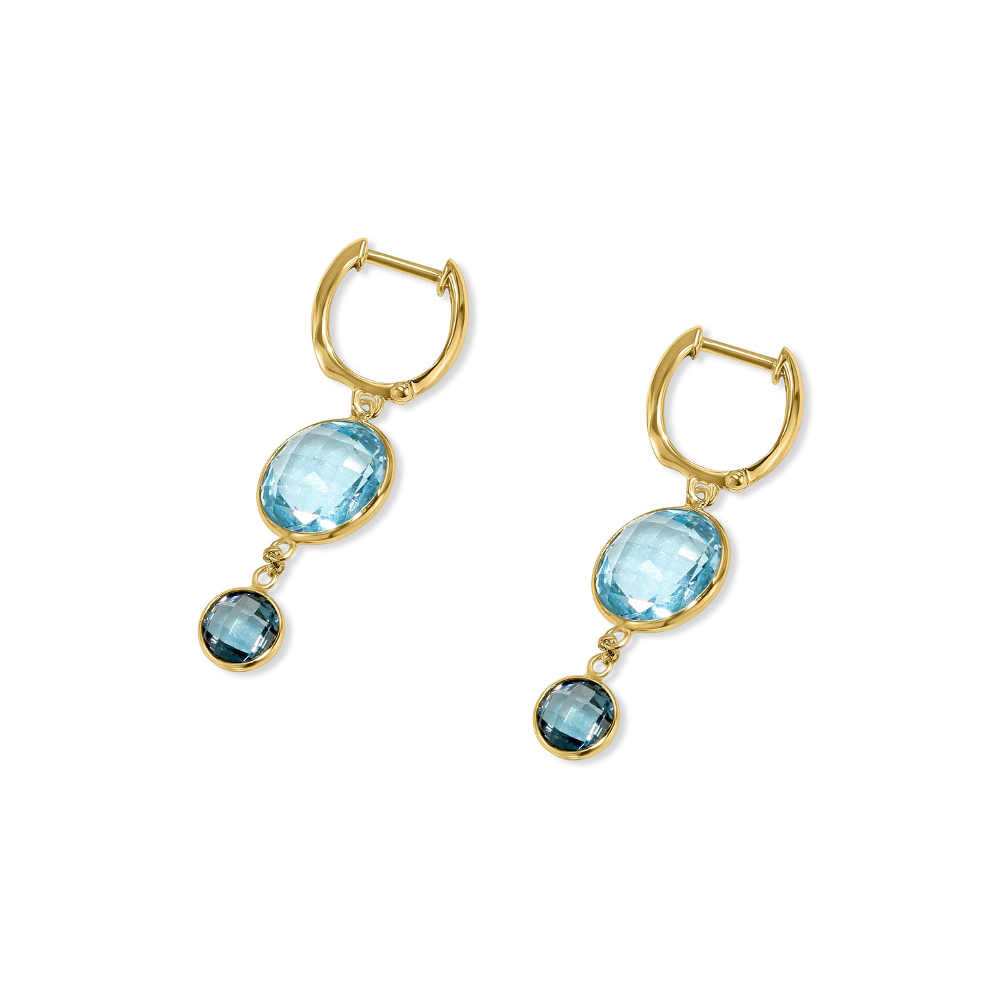 14k Sky & London Blue Topaz Dangle Hoop Earring