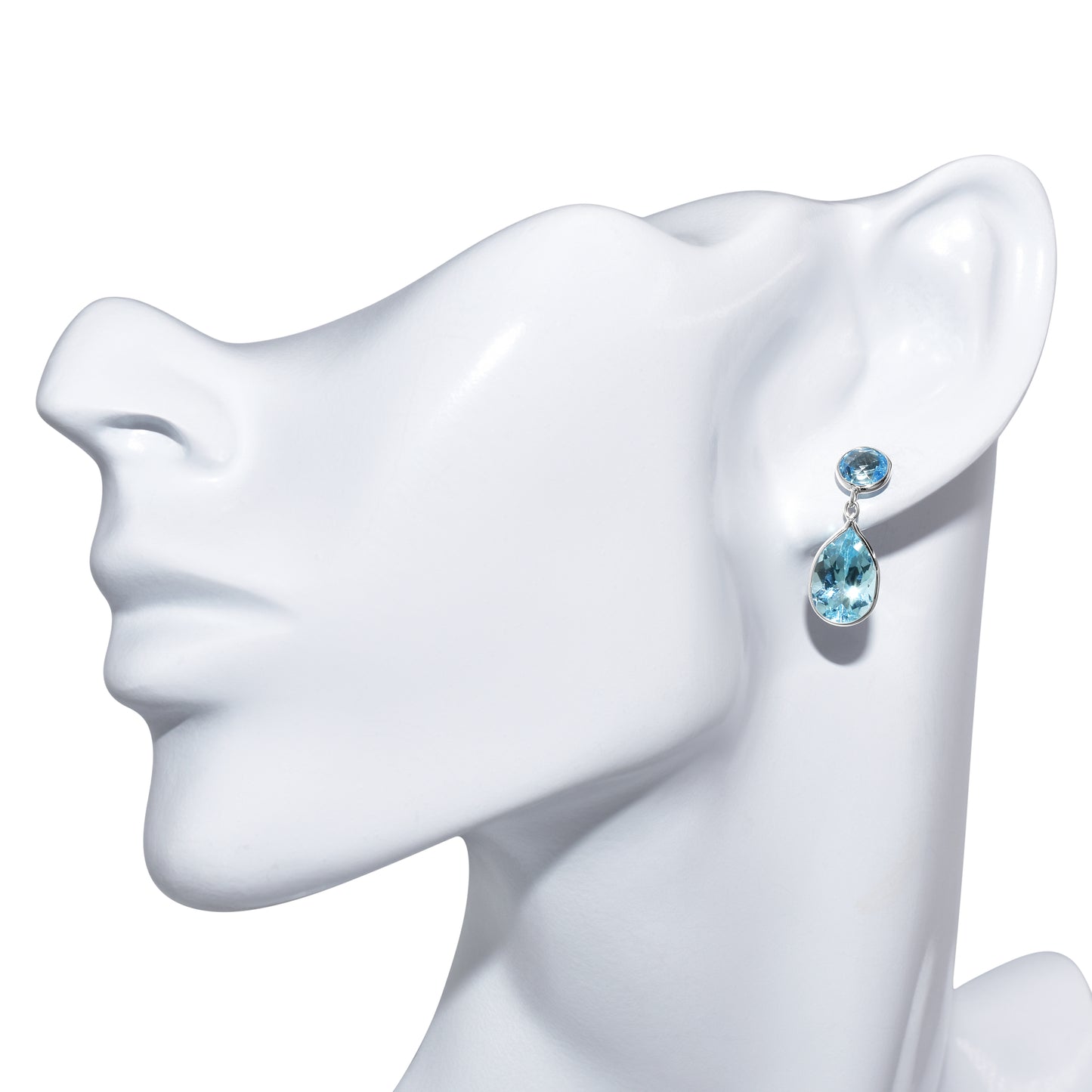 14k White Gold Swiss/Sky Blue Topaz Post Earring