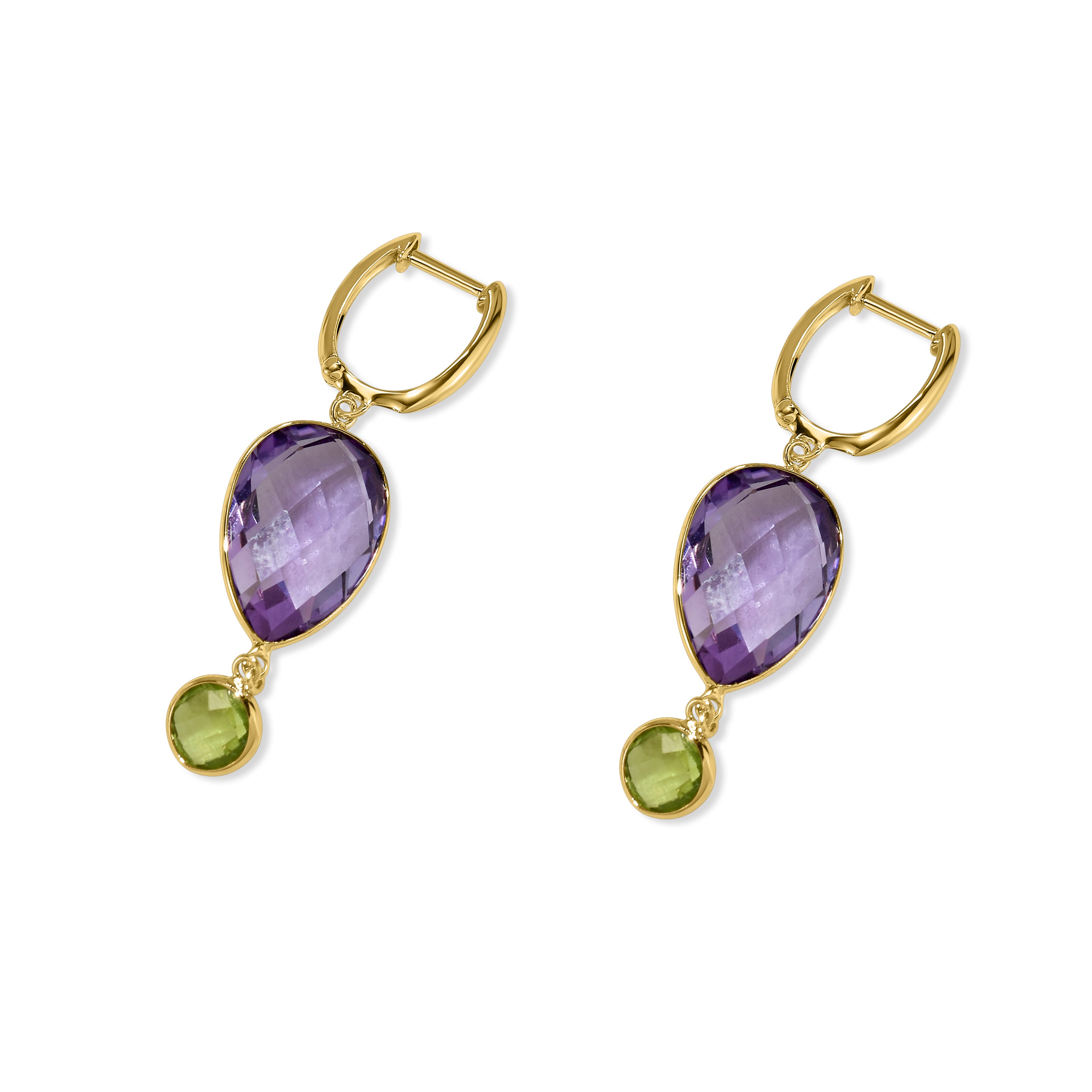 14k Amethyst Peridot Hoop Earring