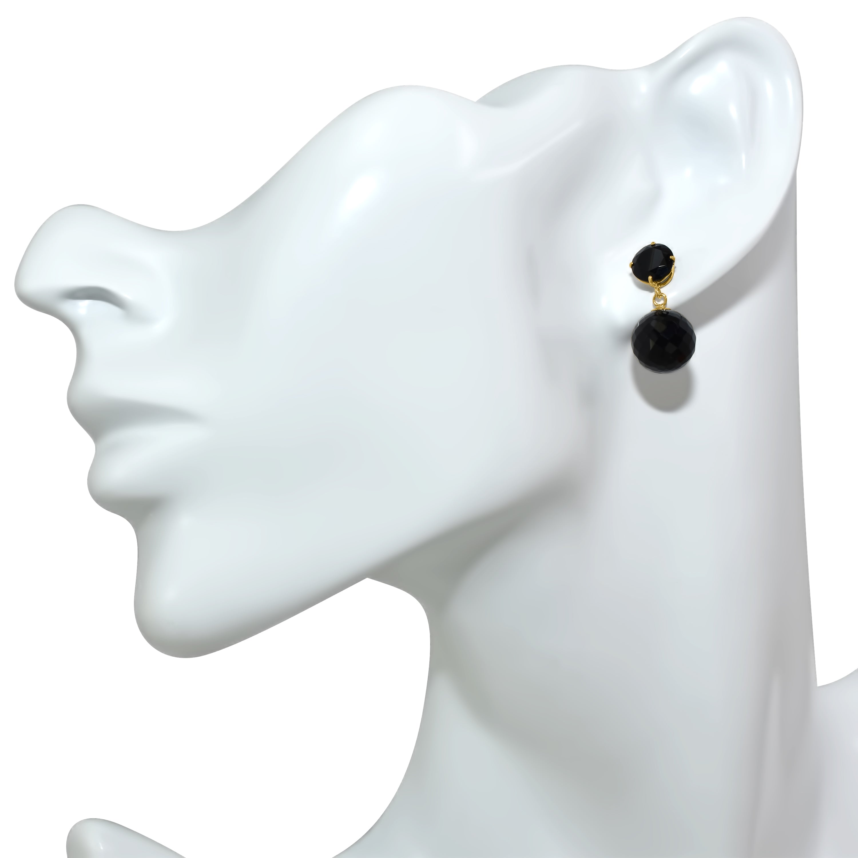 14k Black Onyx Ball Drop Stud Top Earring