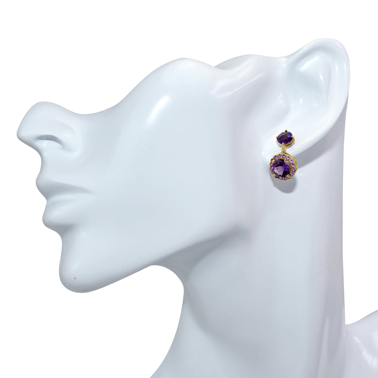 14k Amethyst Round Drop Stud Top Earring