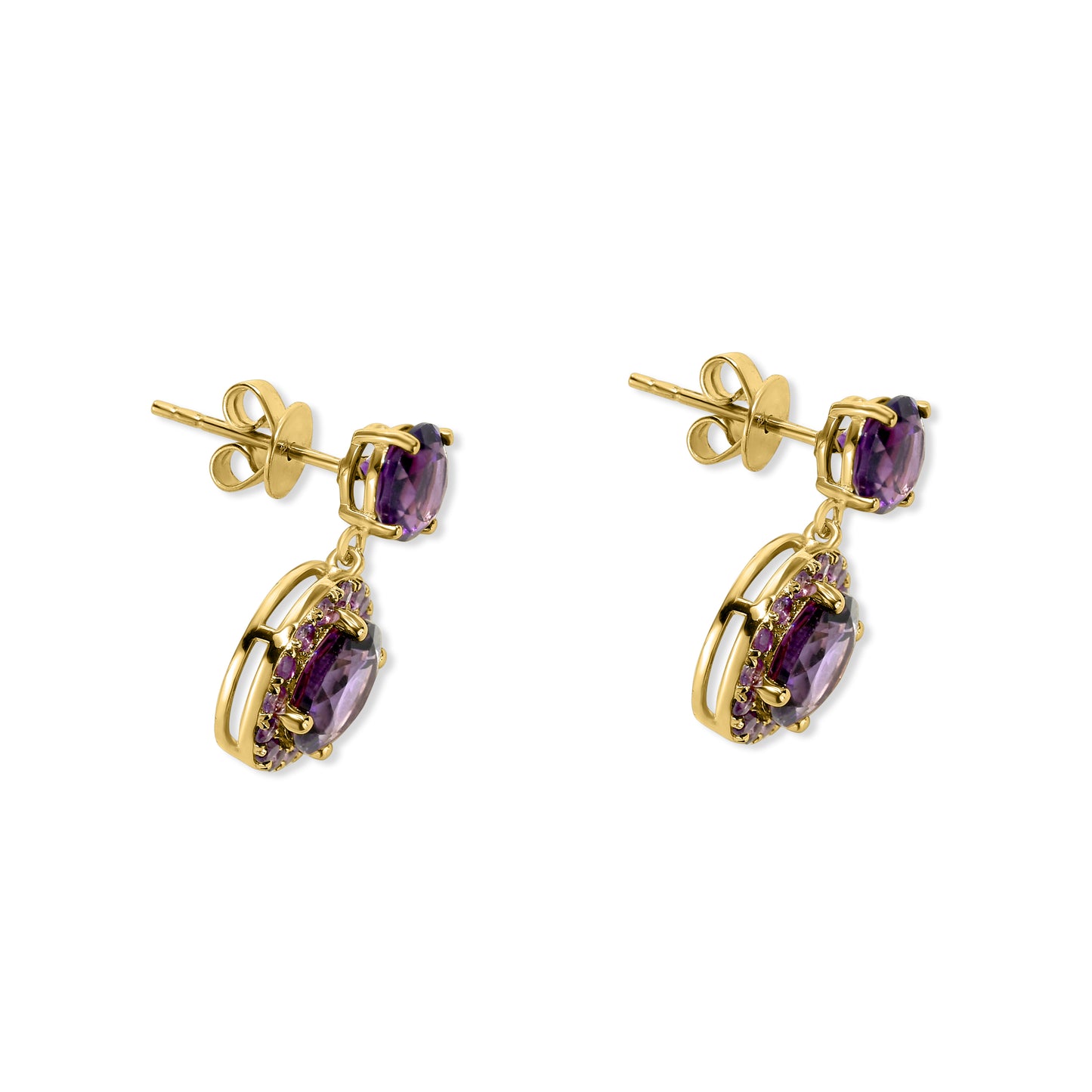 14k Amethyst Round Drop Stud Top Earring