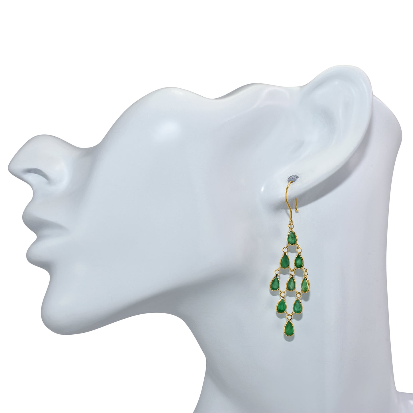 14k Pear Shape Bezel Chandelier Earring