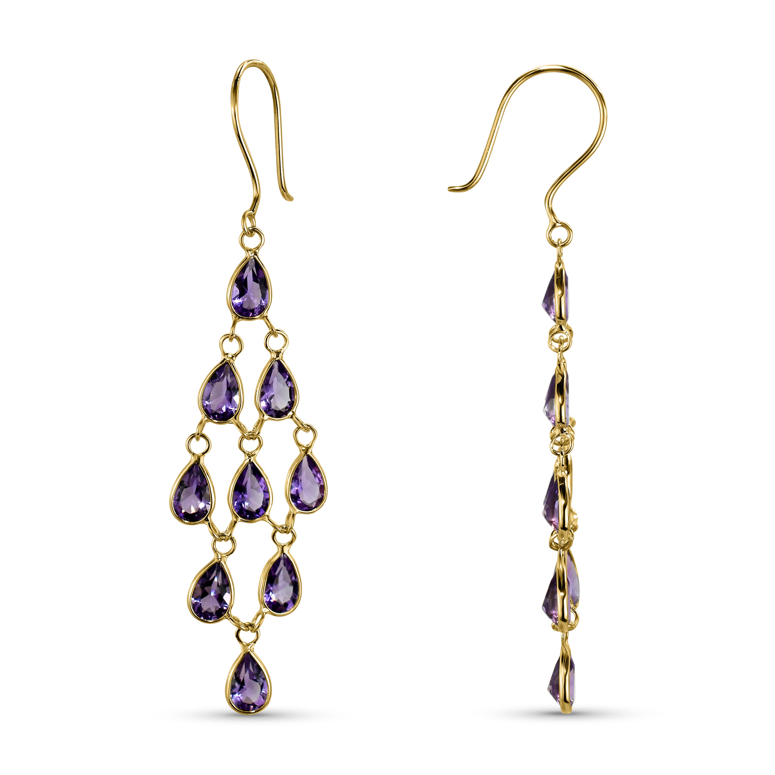 14k Pear Shape Bezel Chandelier Earring