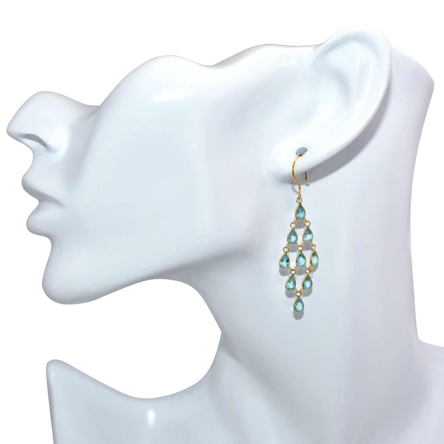 14k Pear Shape Bezel Chandelier Earring