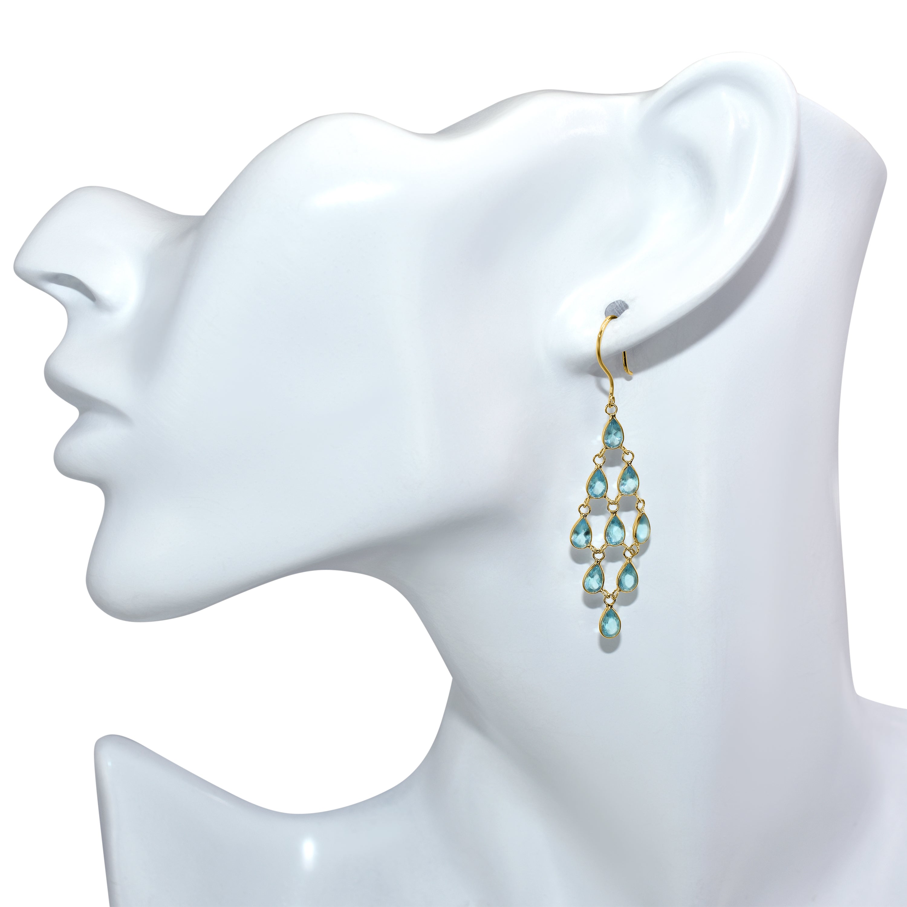 14k Pear Shape Bezel Chandelier Earring