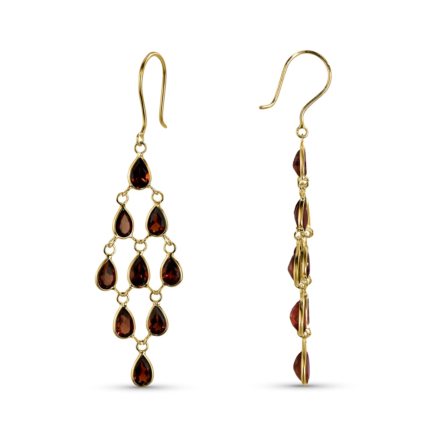 14k Pear Shape Bezel Chandelier Earring
