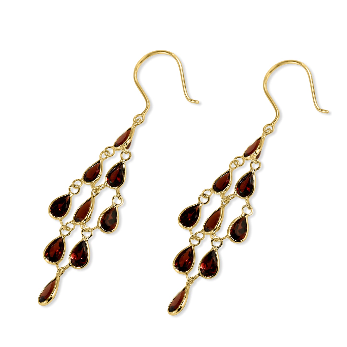 14k Pear Shape Bezel Chandelier Earring