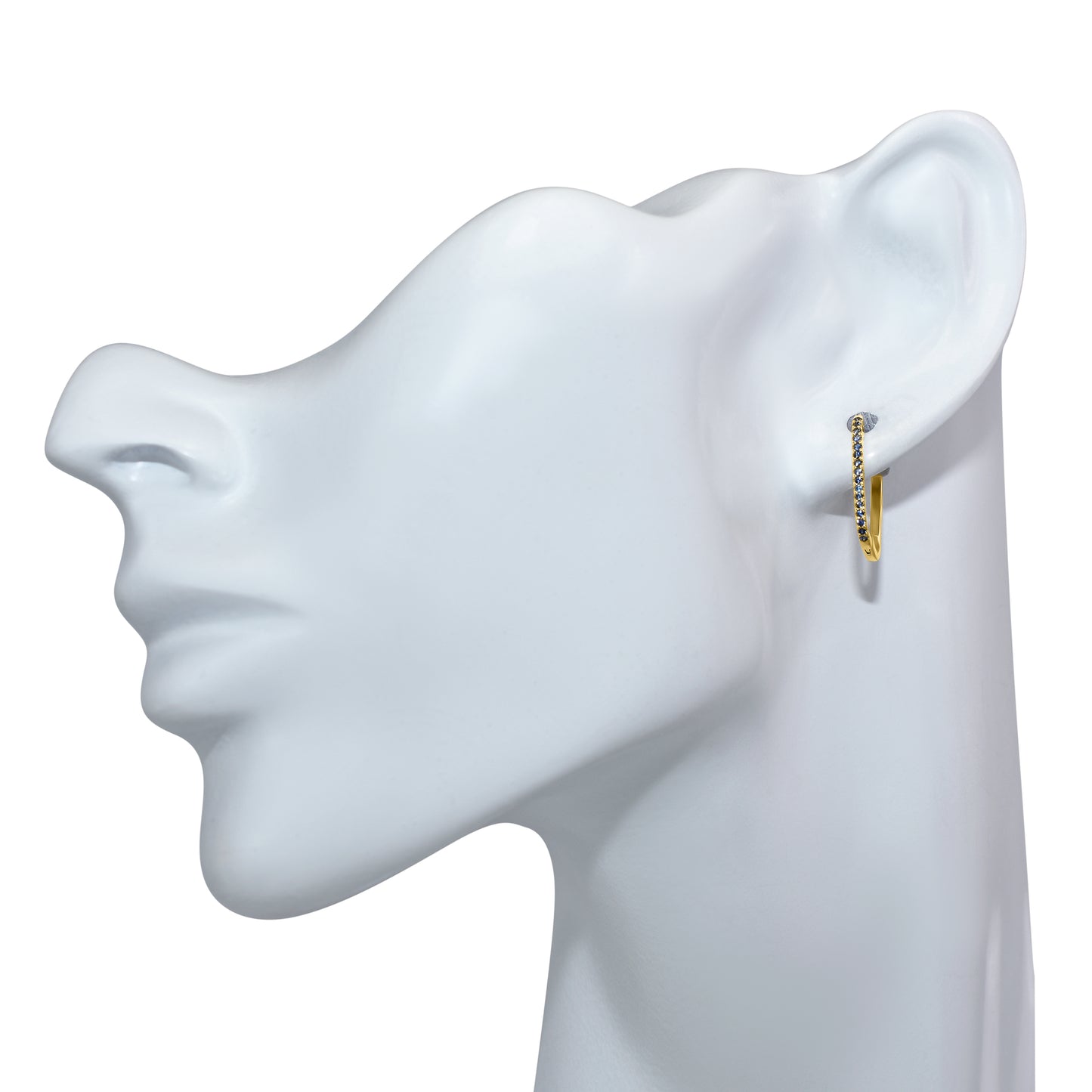 14k Gemstones U-Hoop Earring