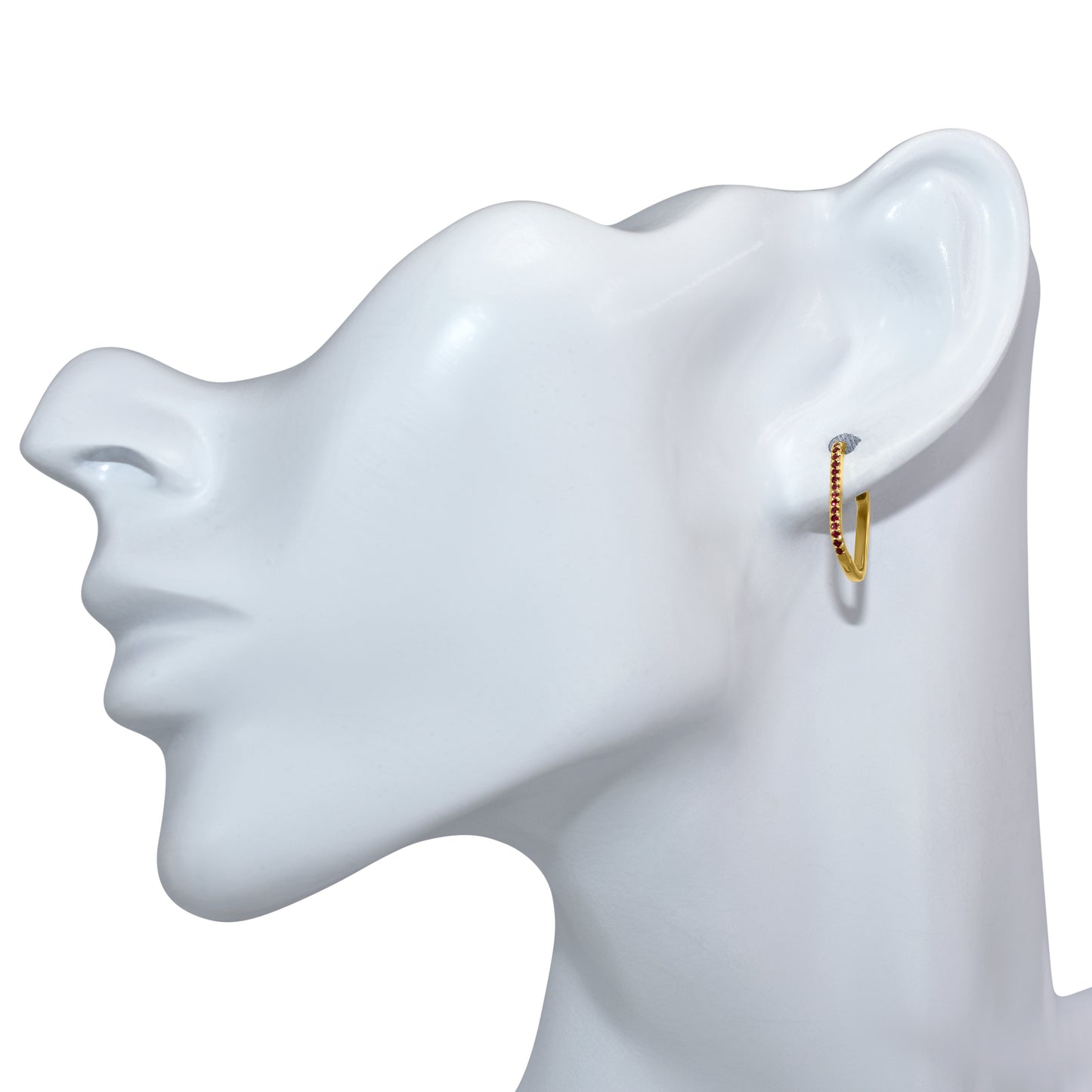 14k Ruby U-Shape Earring