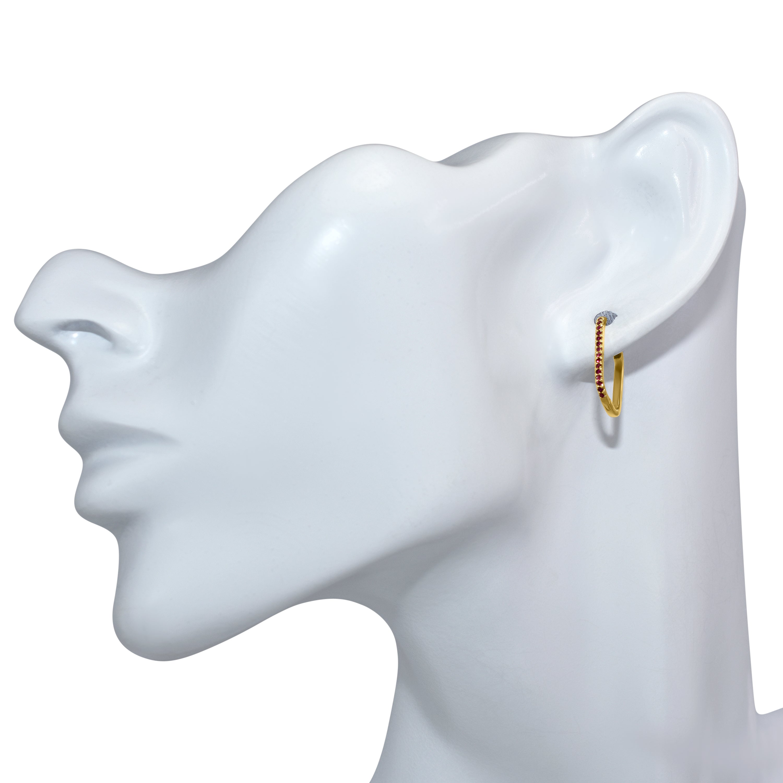 14k Gemstone U-Hoop Earring