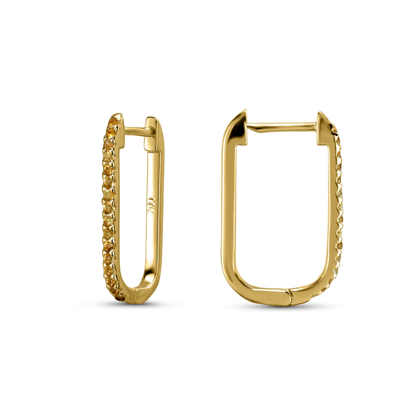 14k Gemstones U-Hoop Earring