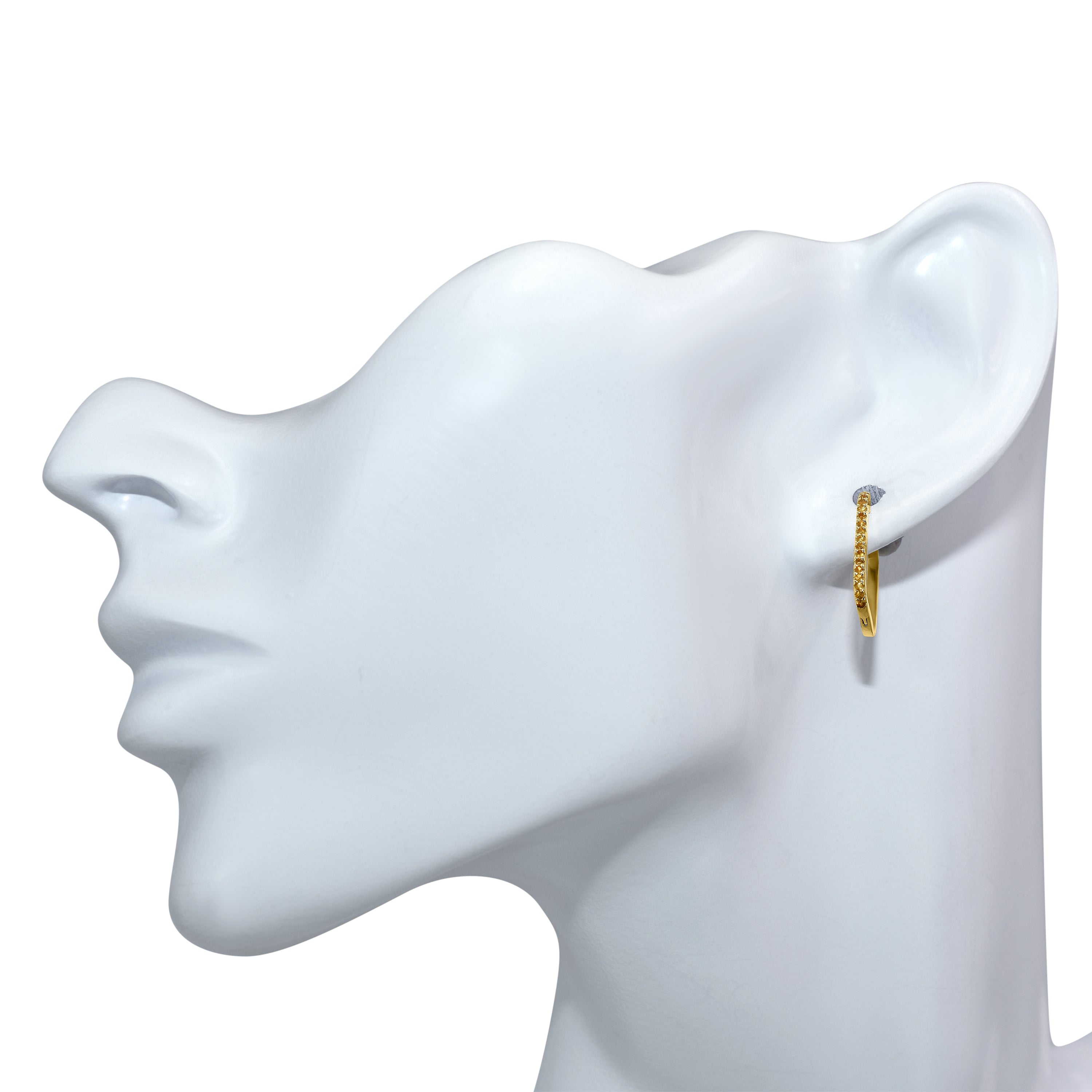 14k Gemstone U-Hoop Earring