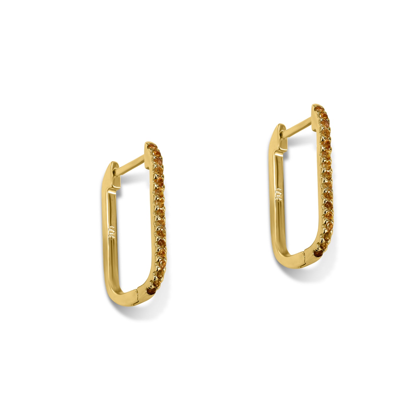 14k Gemstones U-Hoop Earring