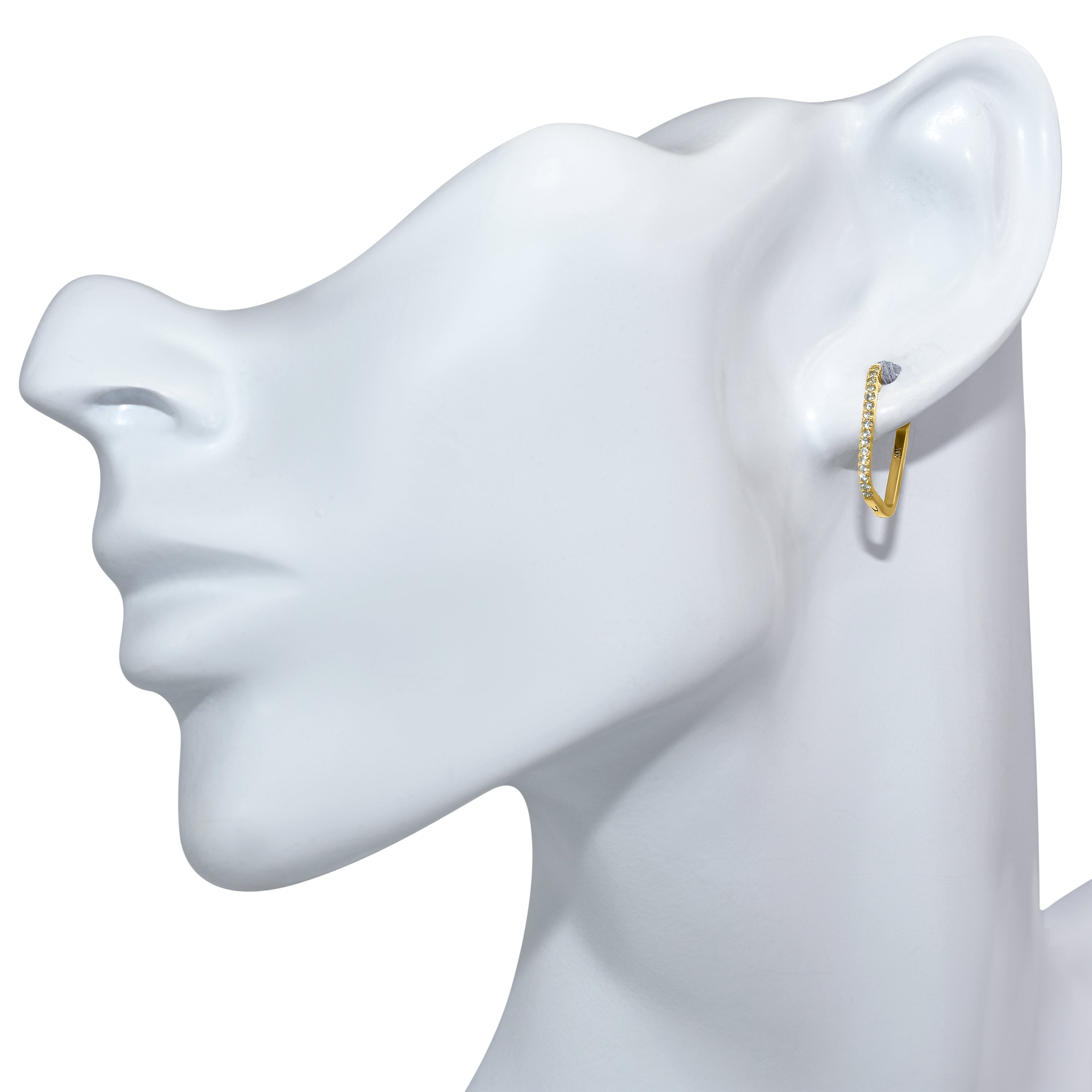 14k Gemstone U-Hoop Earring