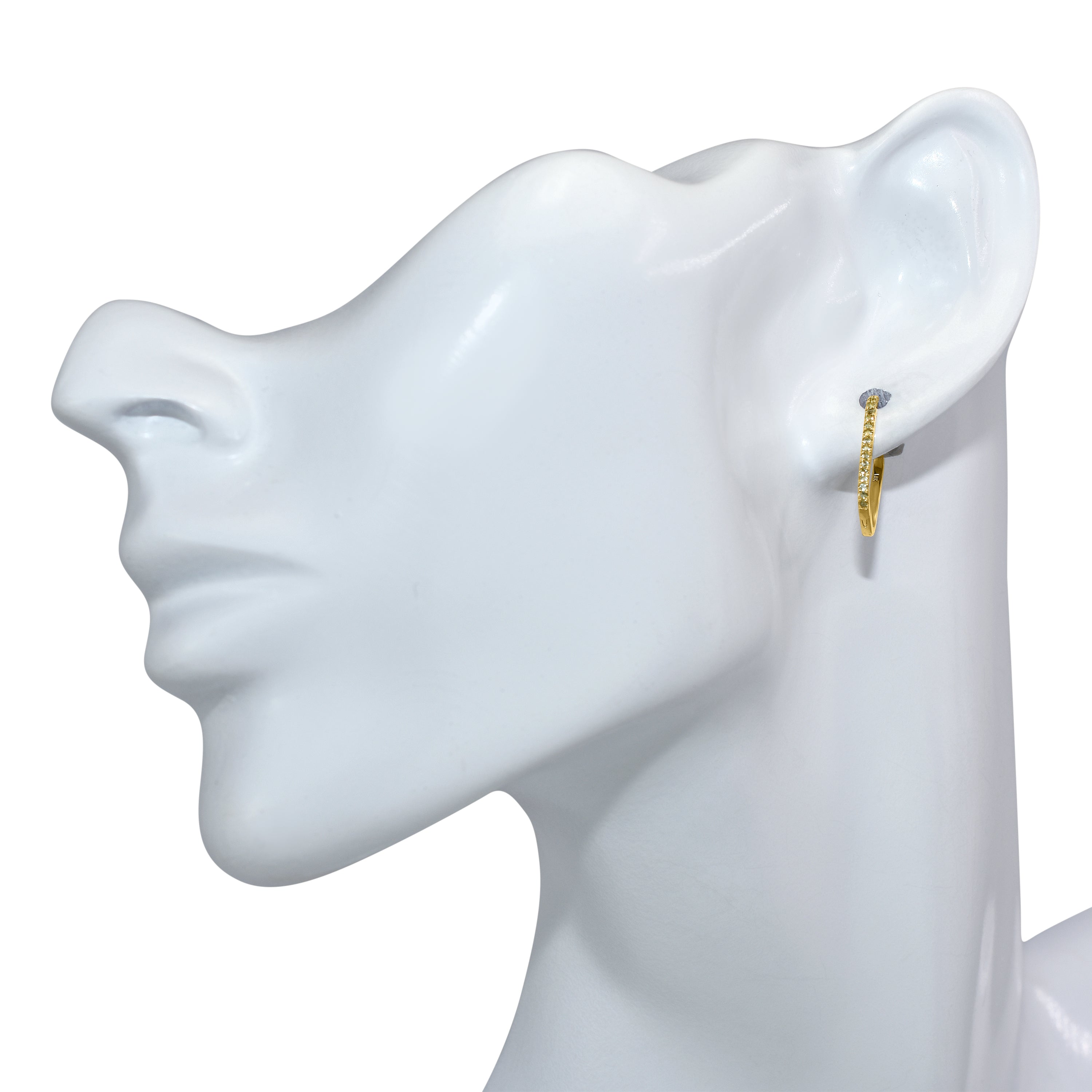 14k Gemstone U-Hoop Earring