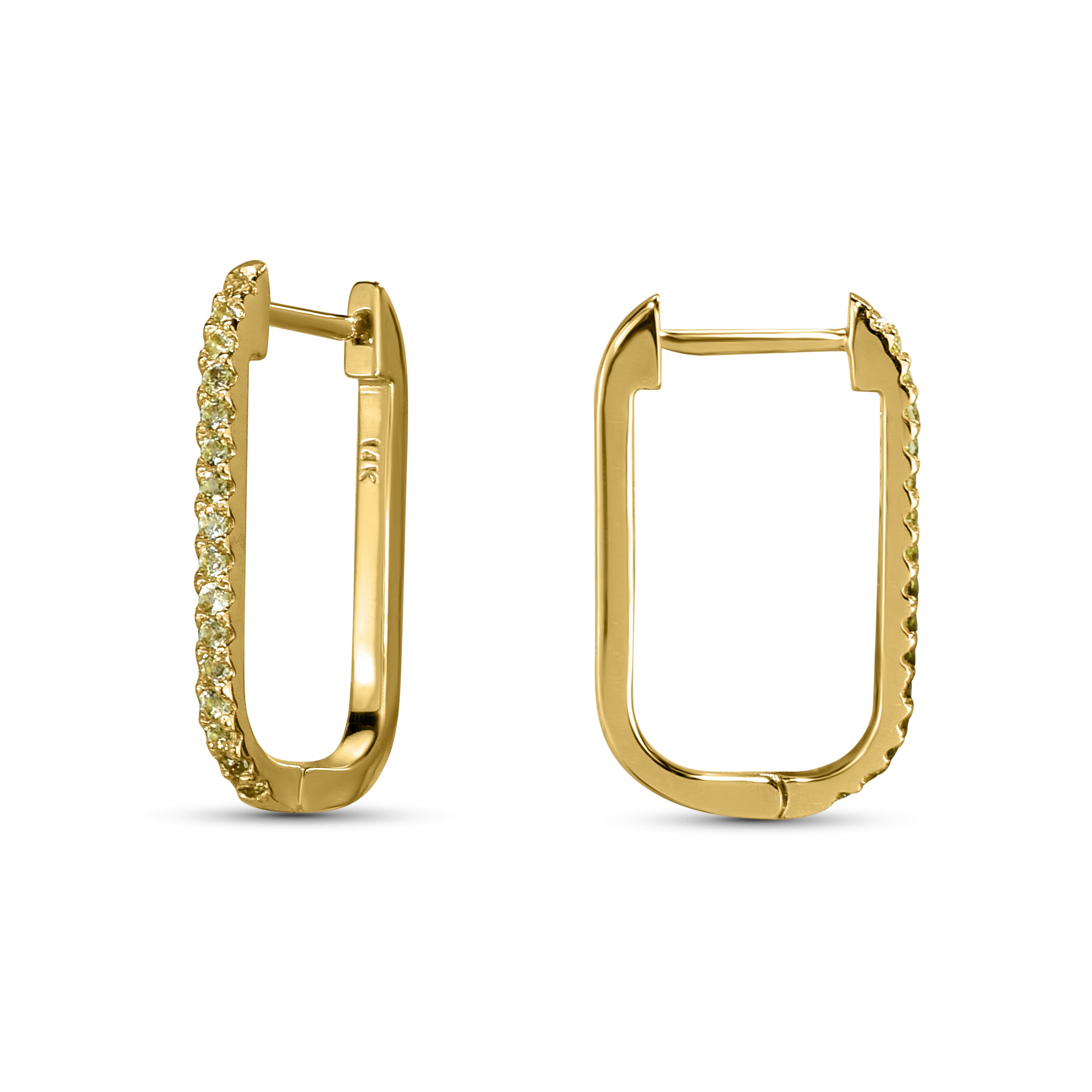 14k Gemstone U-Hoop Earring
