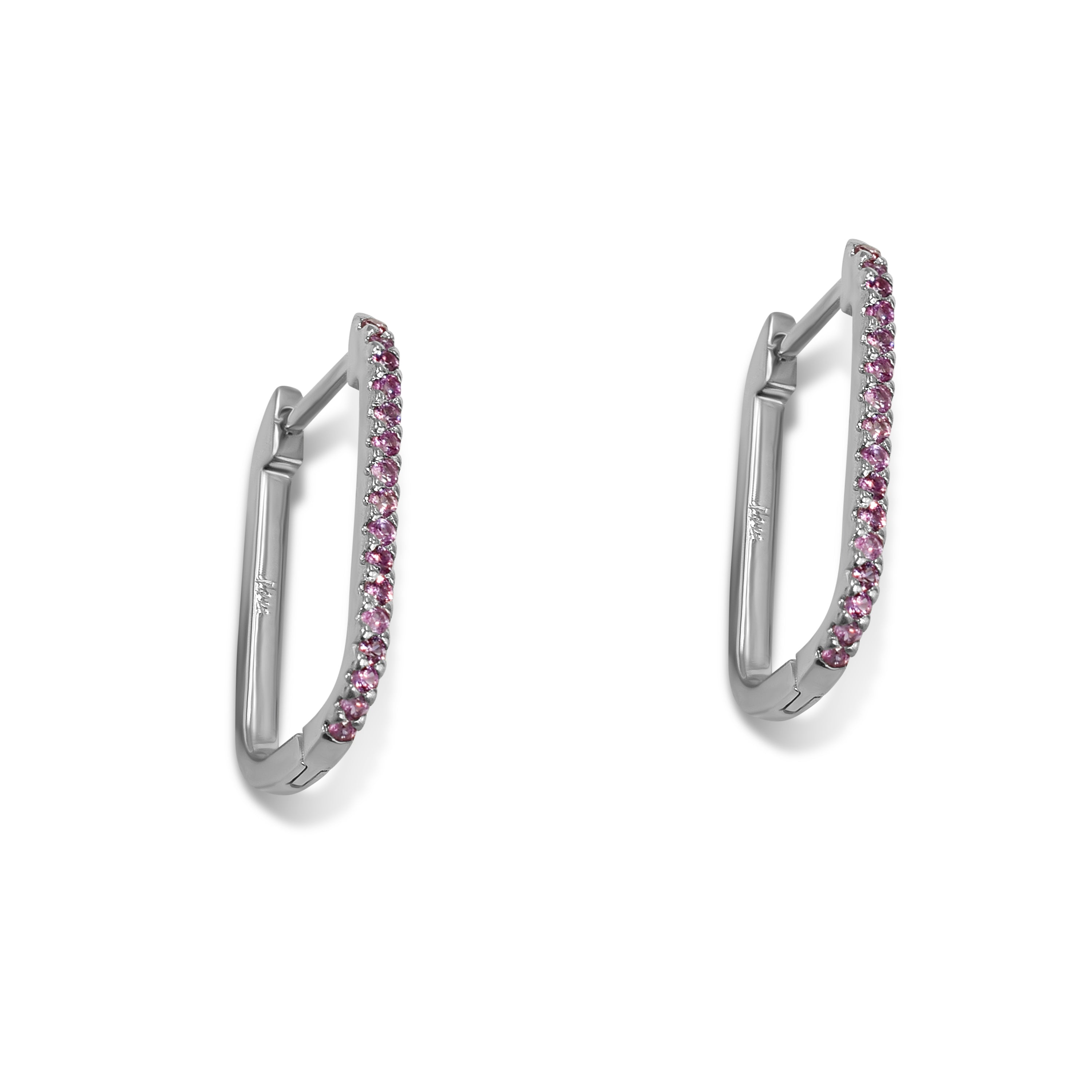 14k Gemstone U-Hoop Earring