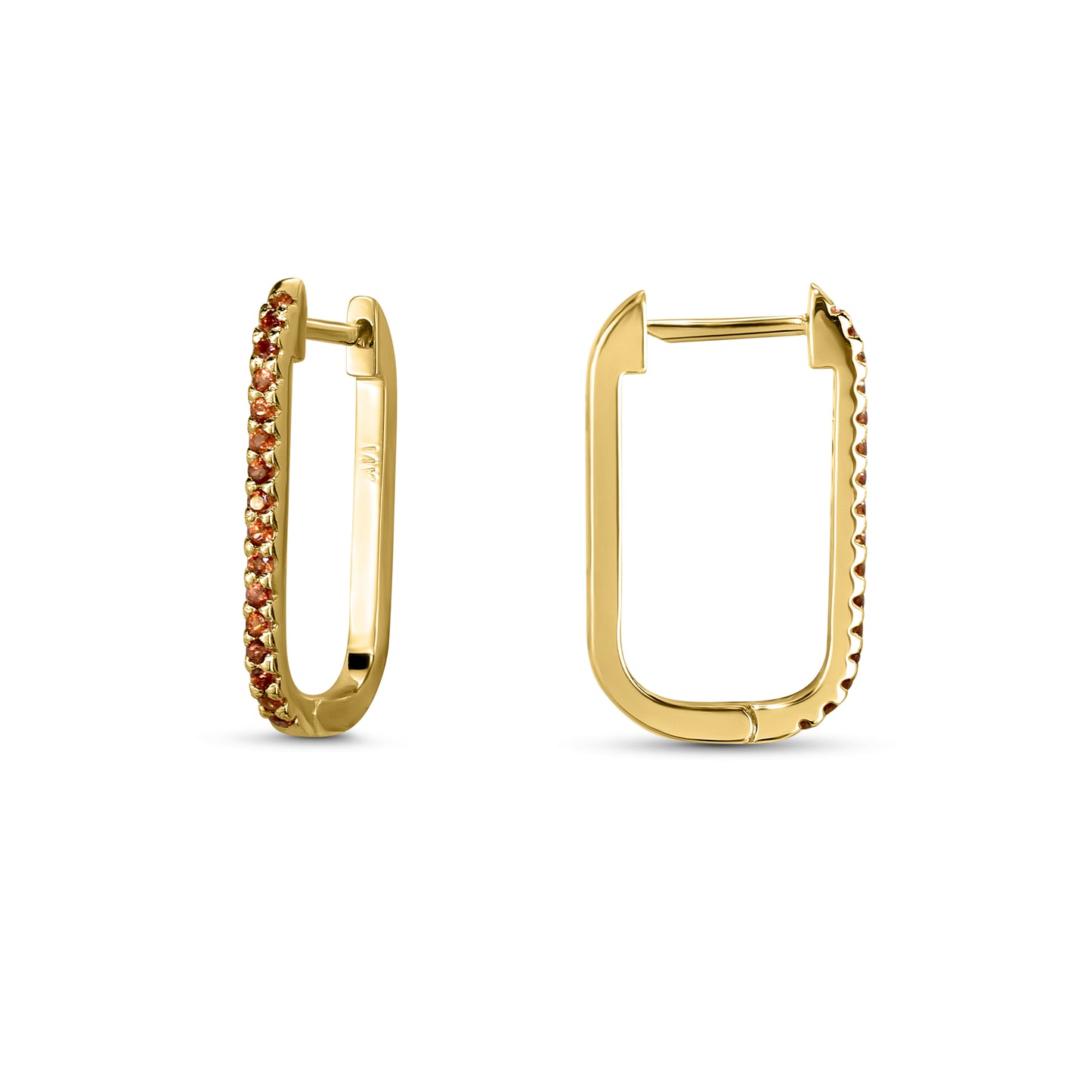 14k Gemstones U-Hoop Earring
