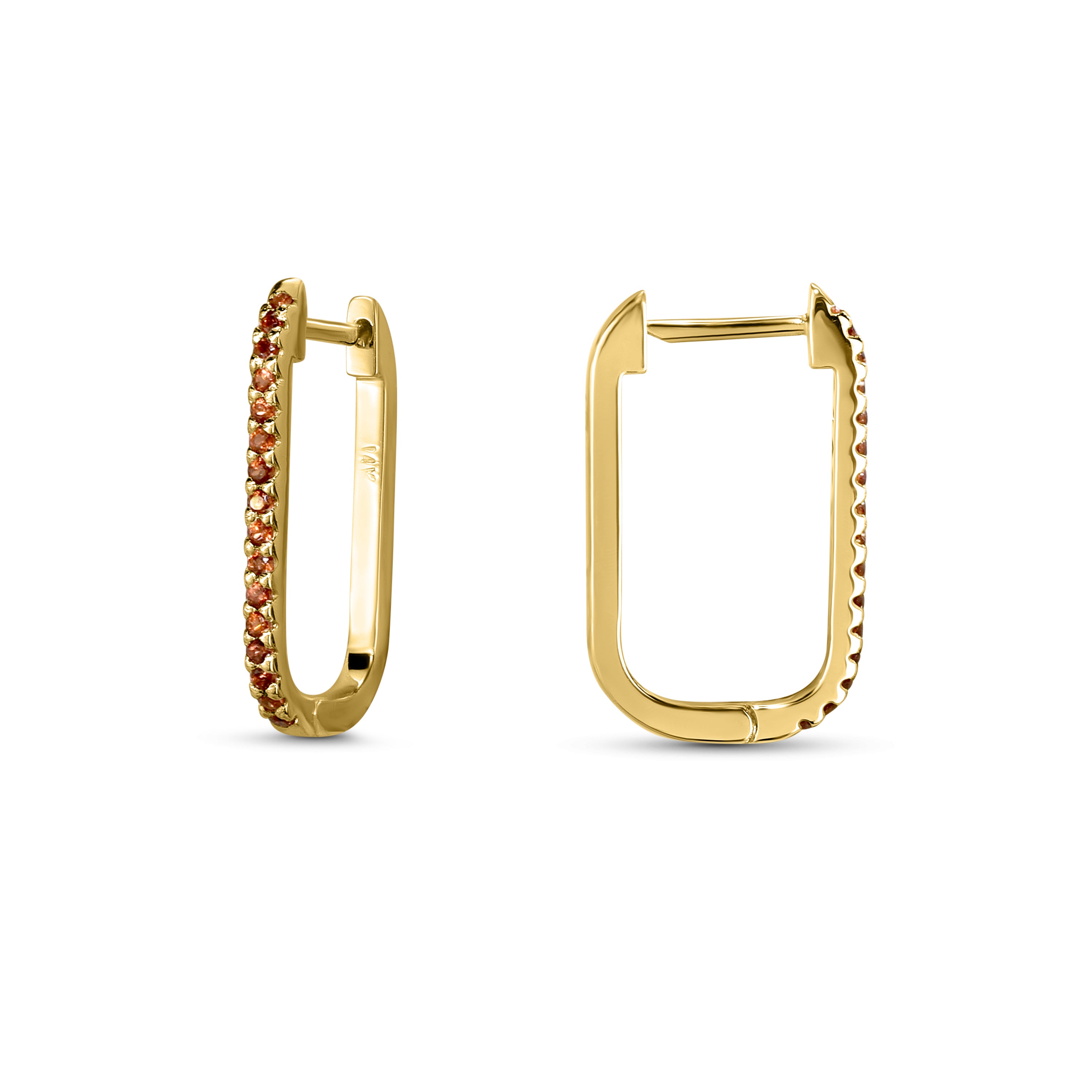 14k Gemstone U-Hoop Earring