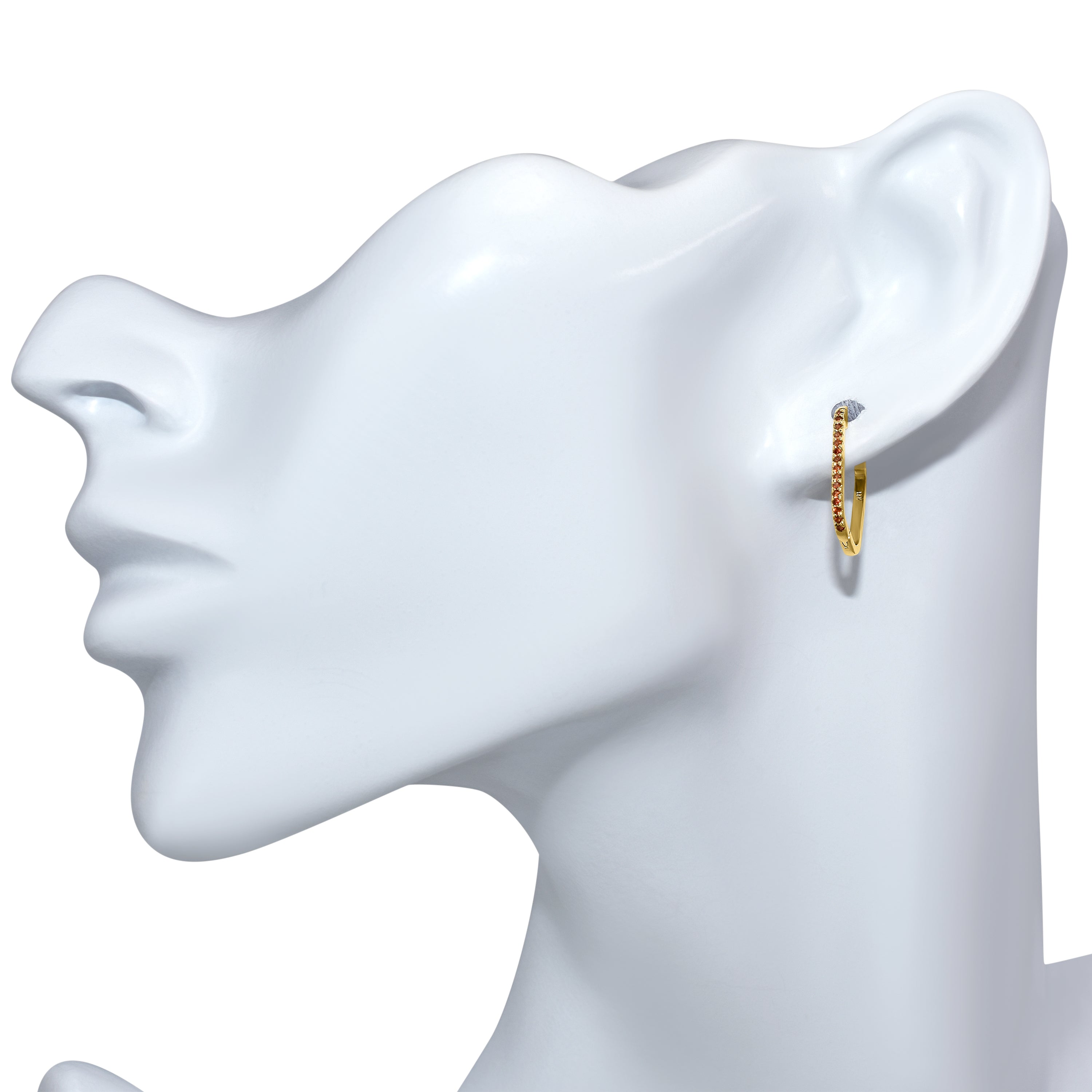 14k Gemstone U-Hoop Earring