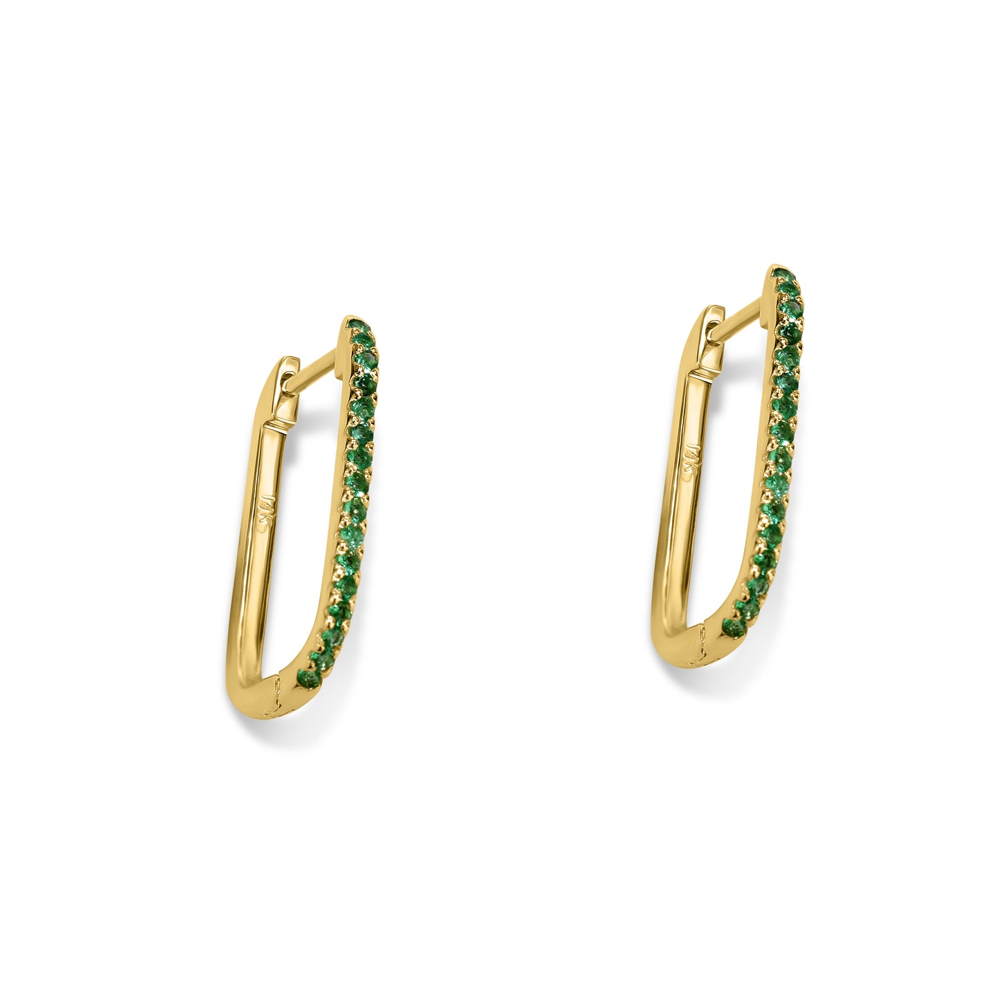 14k Gemstones U-Hoop Earring