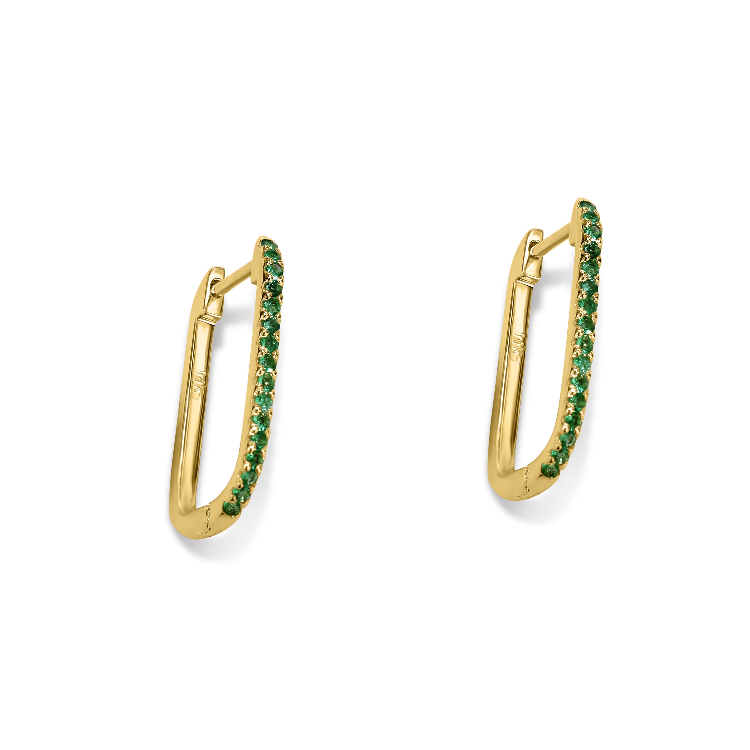 14k Gemstone U-Hoop Earring