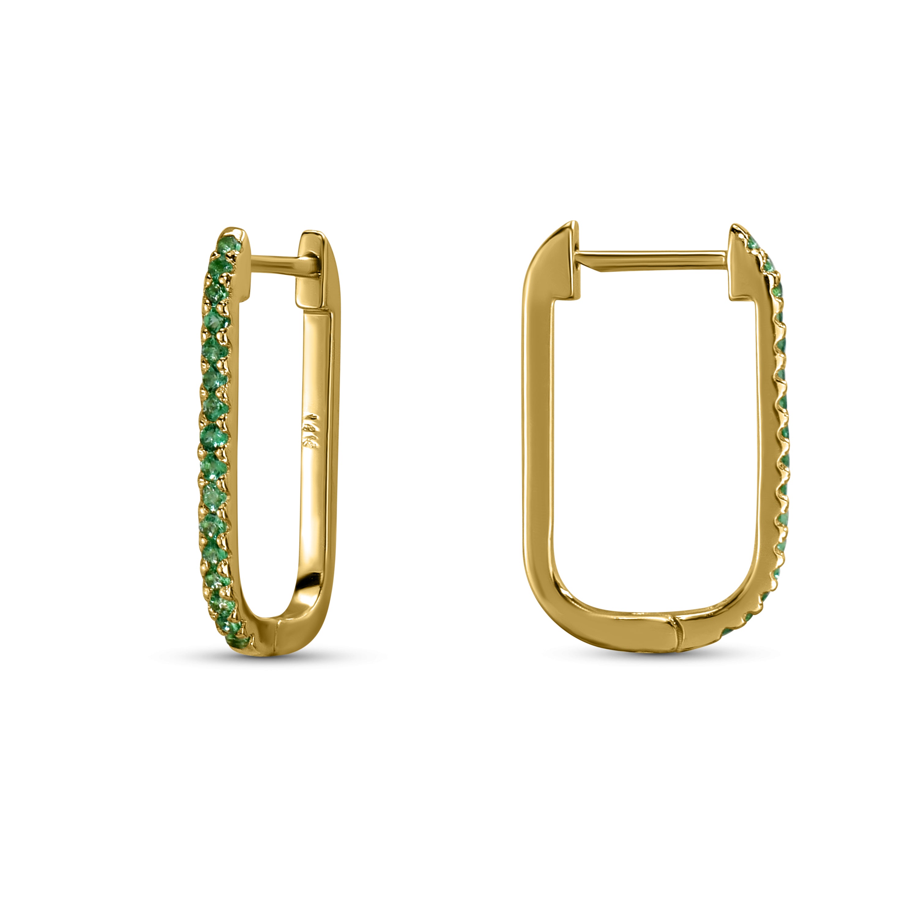 14k Gemstone U-Hoop Earring