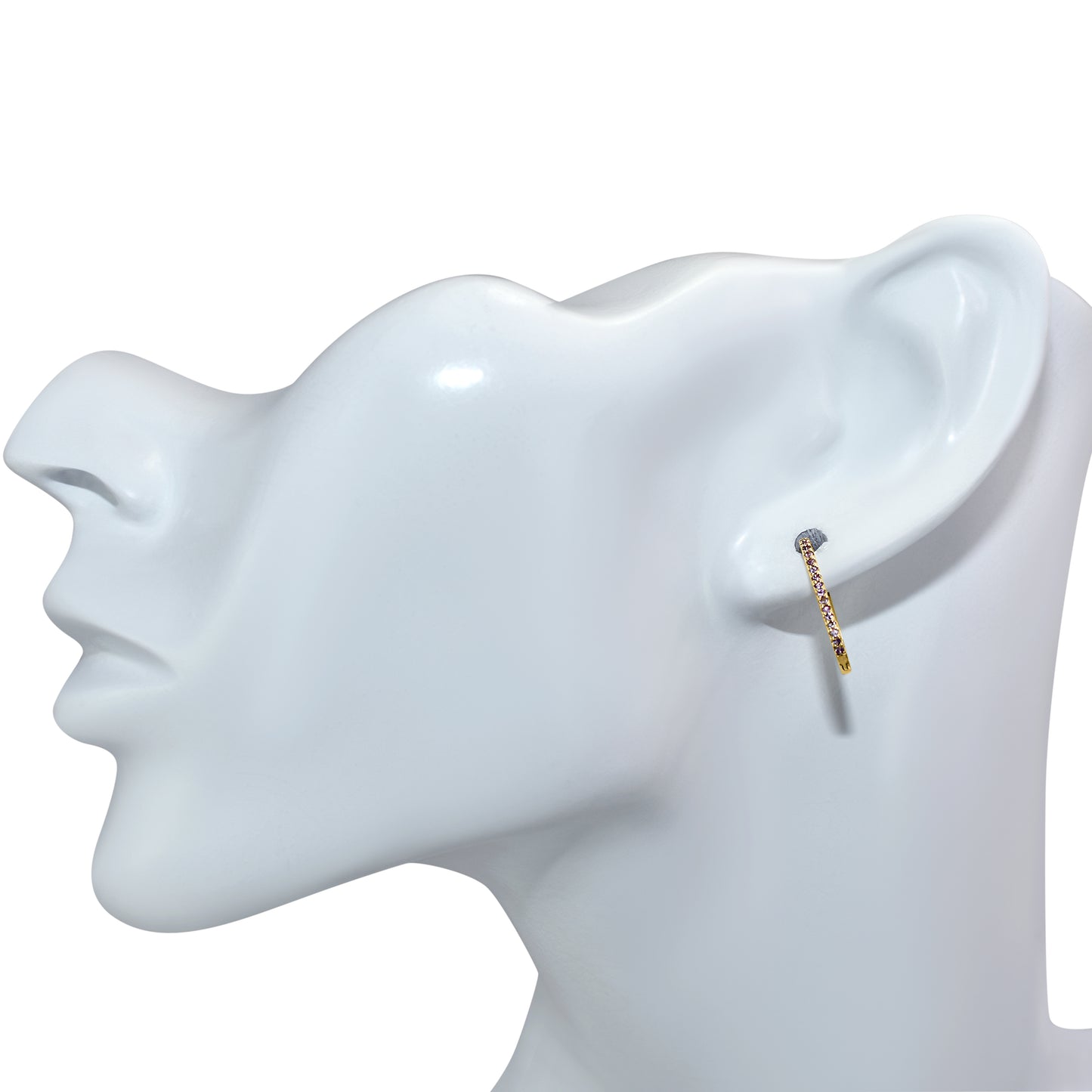 14k Gemstones U-Hoop Earring