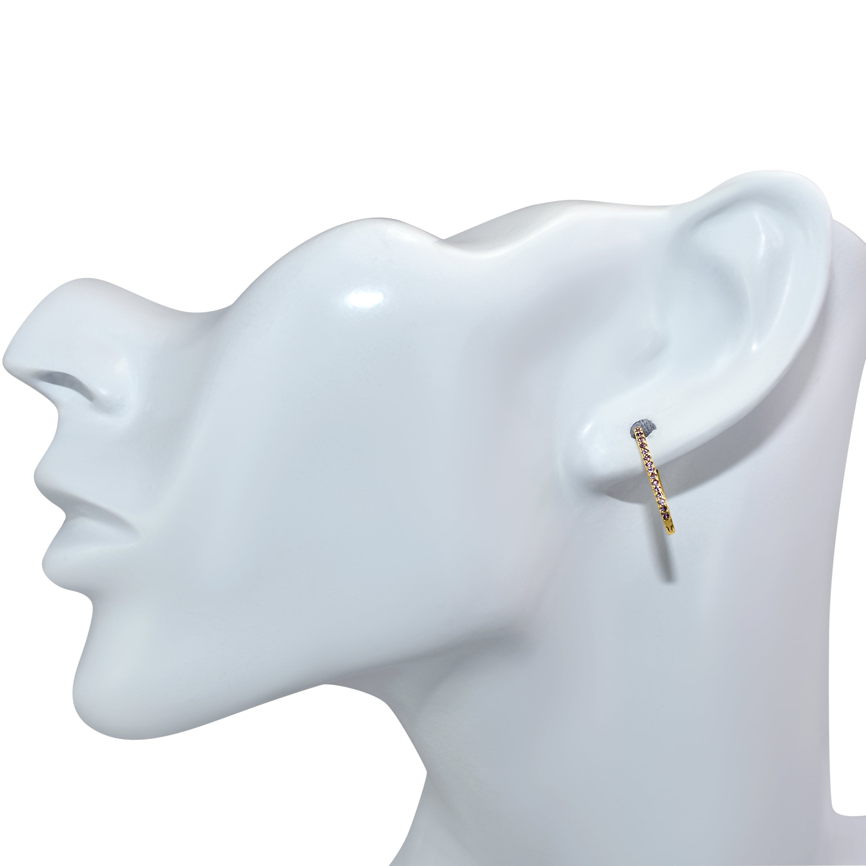 14k Gemstone U-Hoop Earring