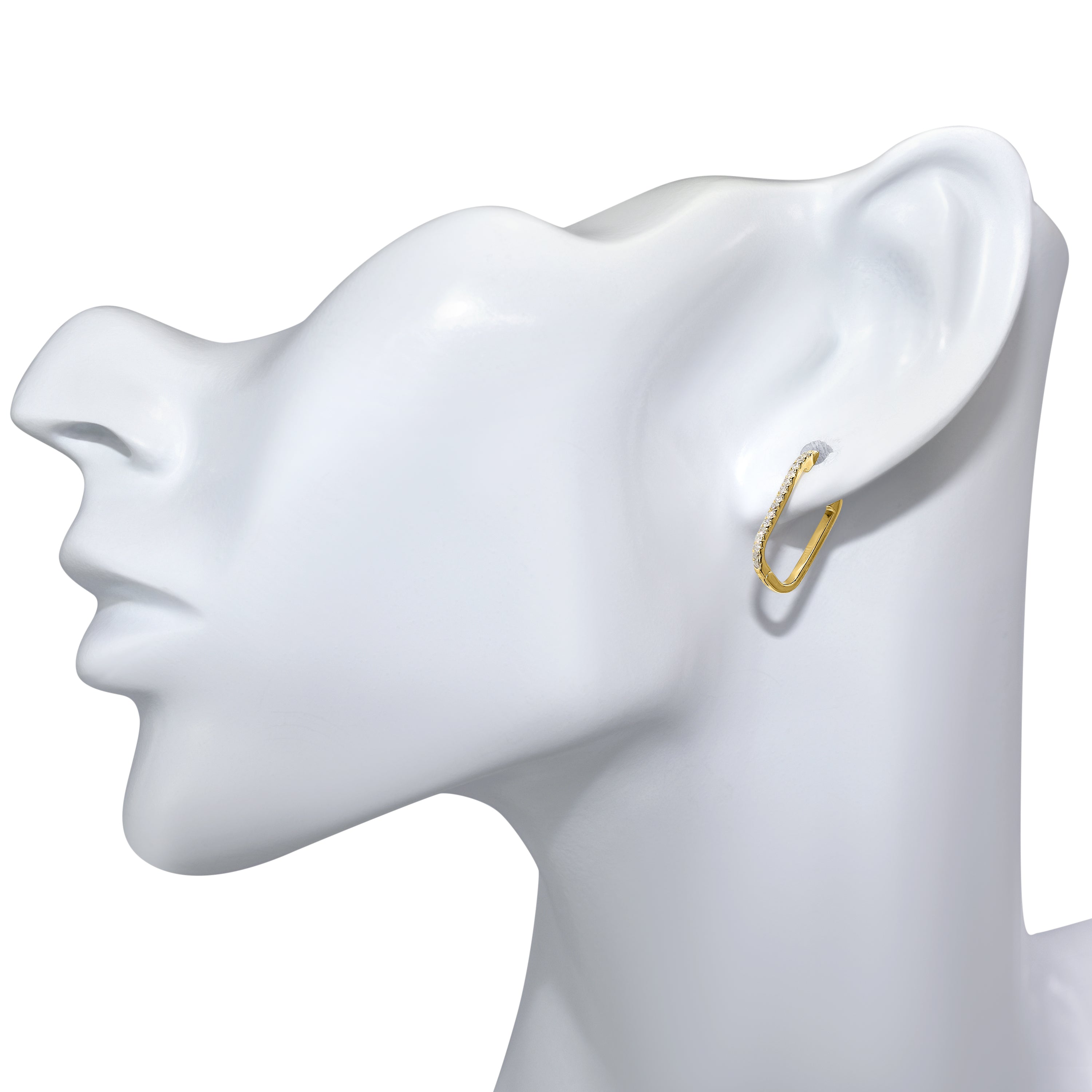 14k Gemstone U-Hoop Earring