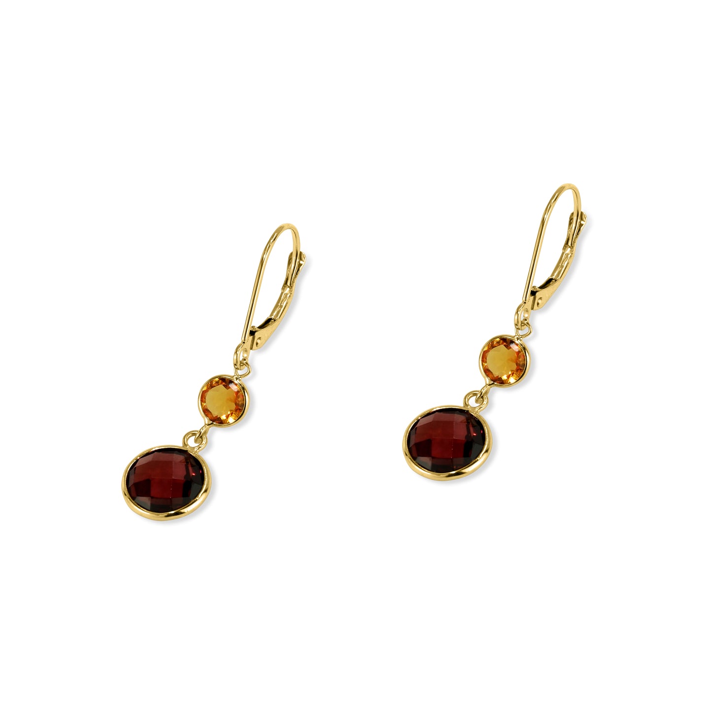 14k Citrine Garnet Leverback Earring