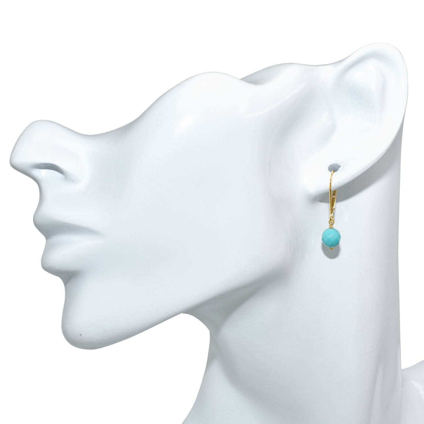14k Turquoise Faceted Ball Leverback Earring