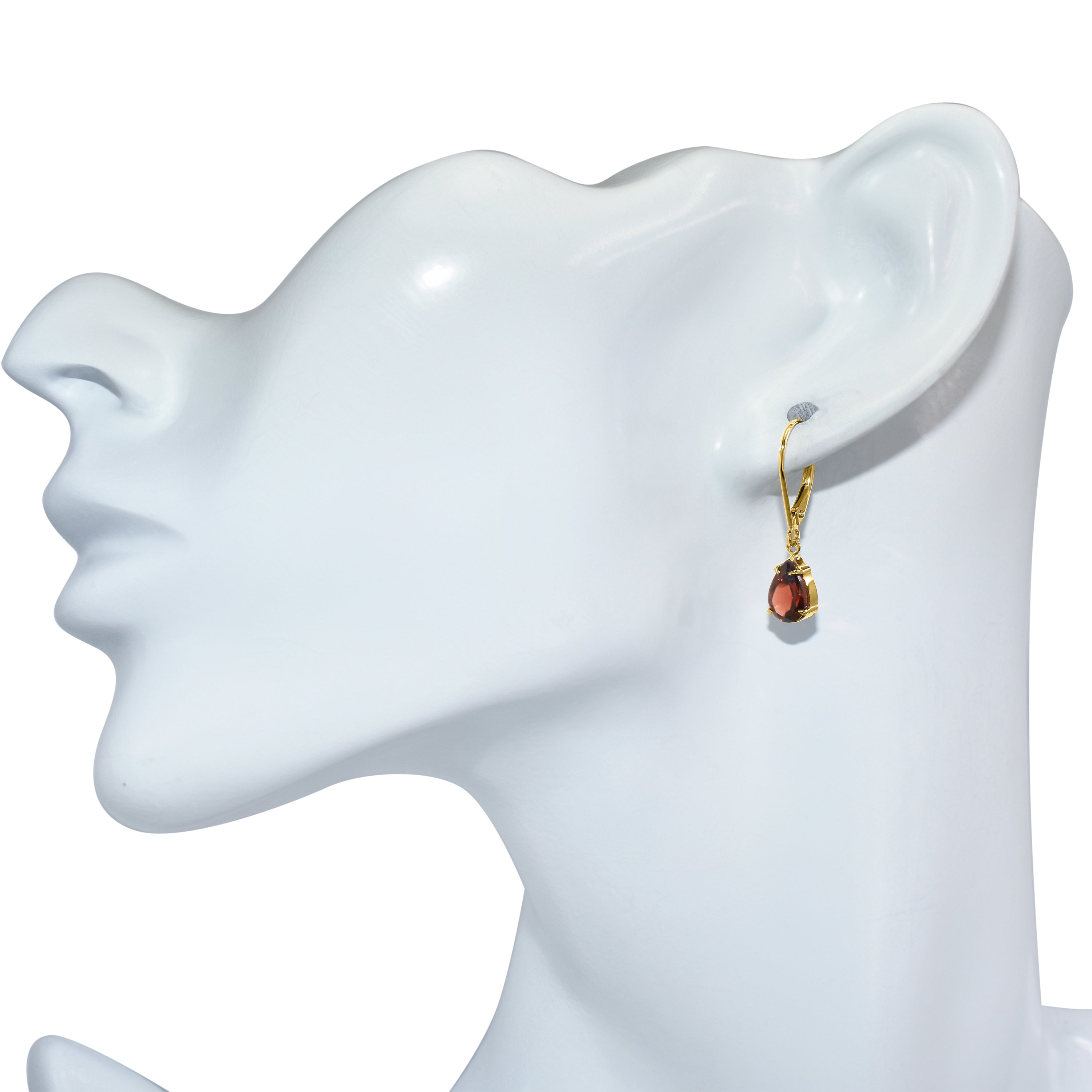14k Garnet Pear Leverback Earring