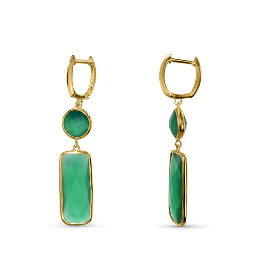14k Green Onyx Hoop Earring