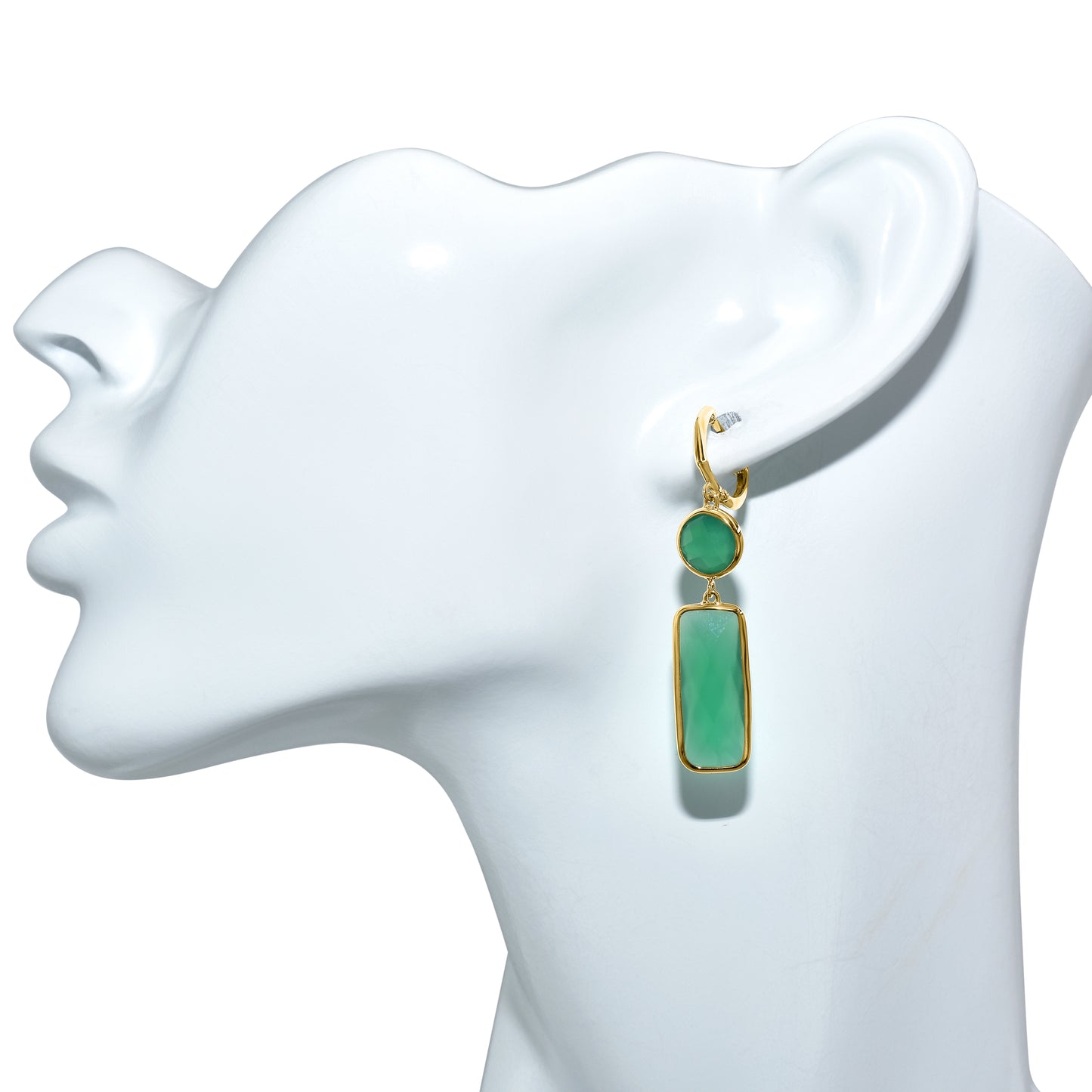 14k Green Onyx Hoop Earring