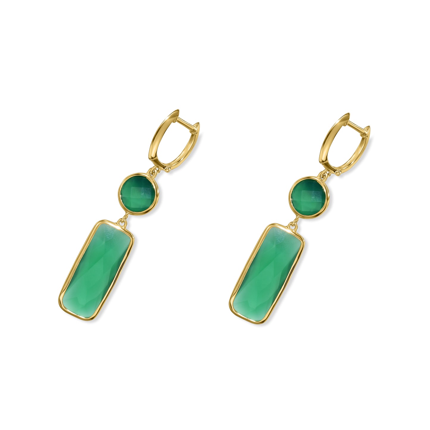 14k Green Onyx Hoop Earring
