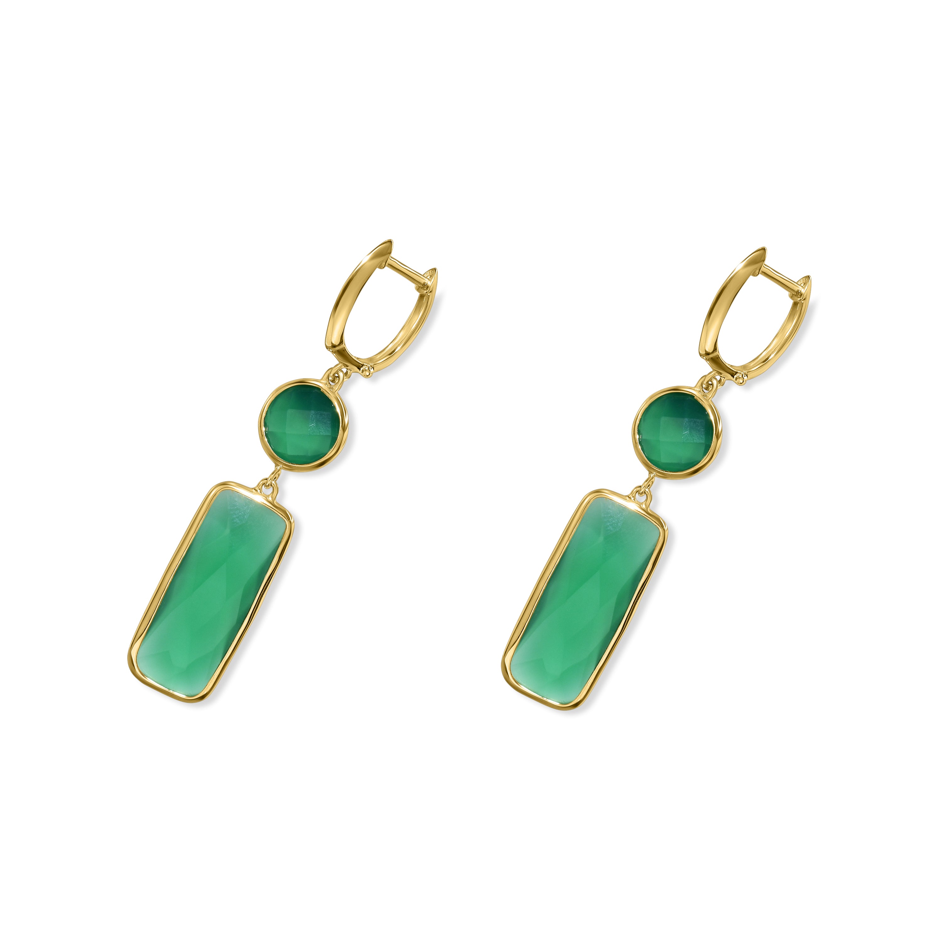 14k Green Onyx Hoop Earring