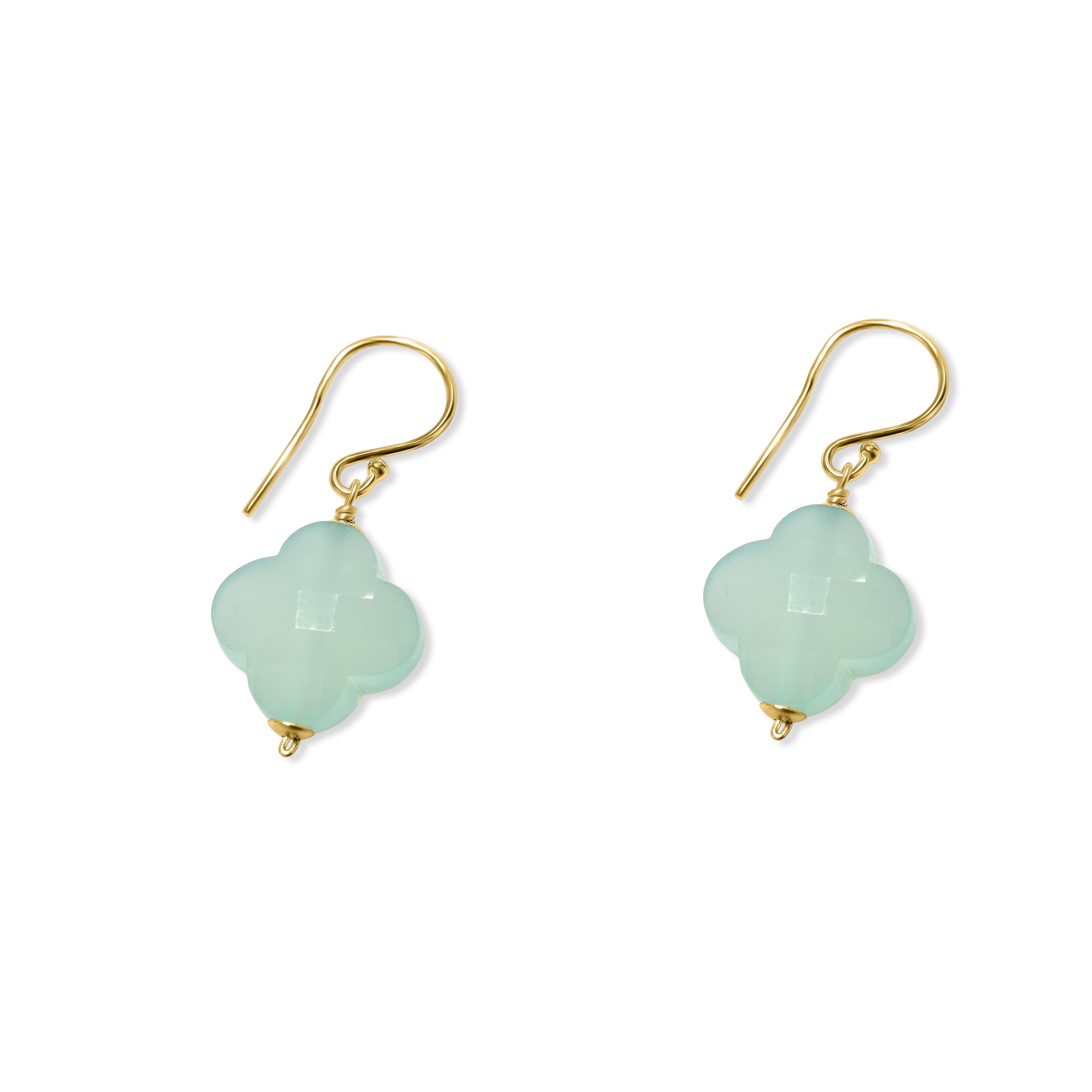 14k Gemstones Clover Hook Earring