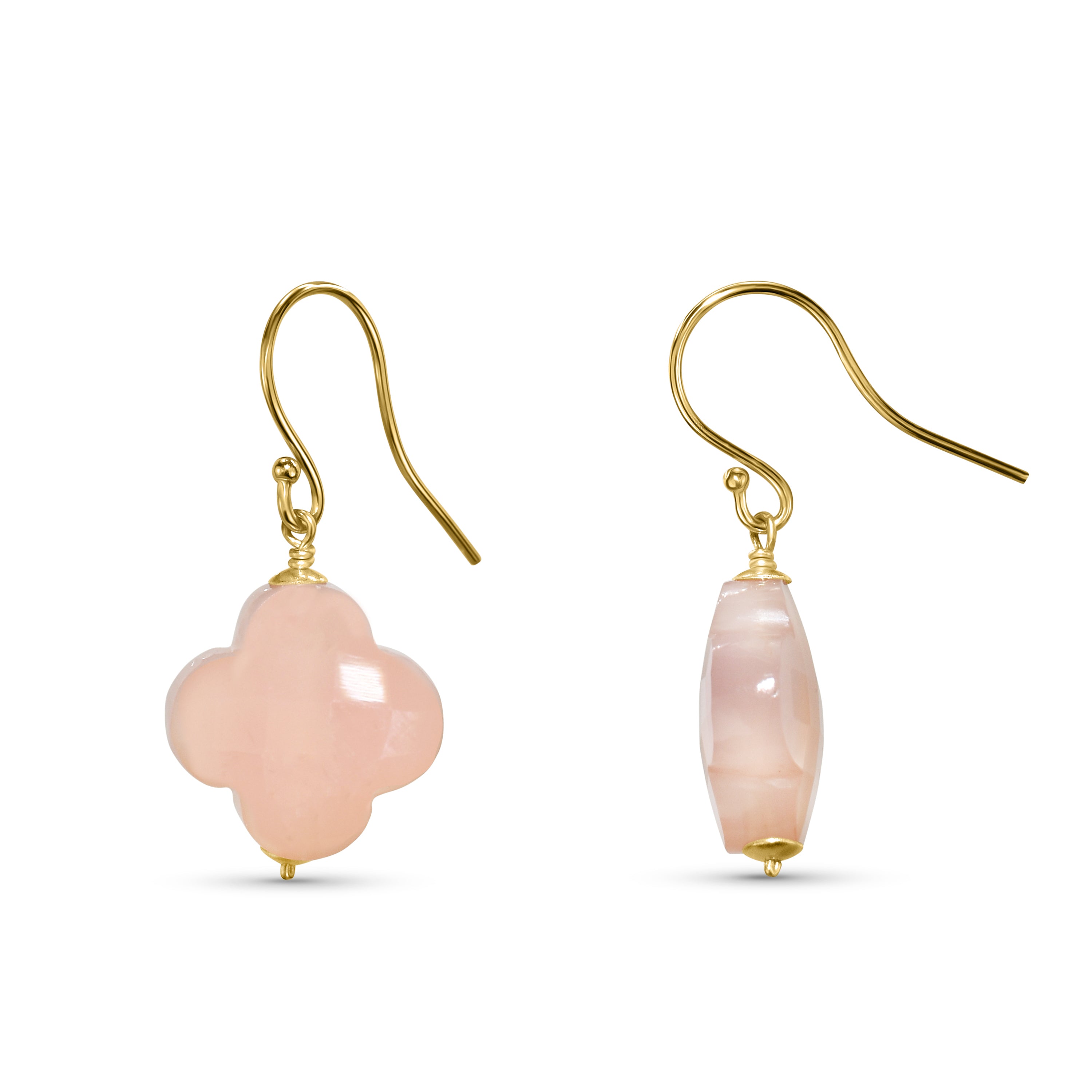 14k Gemstones Clover Hook Earring