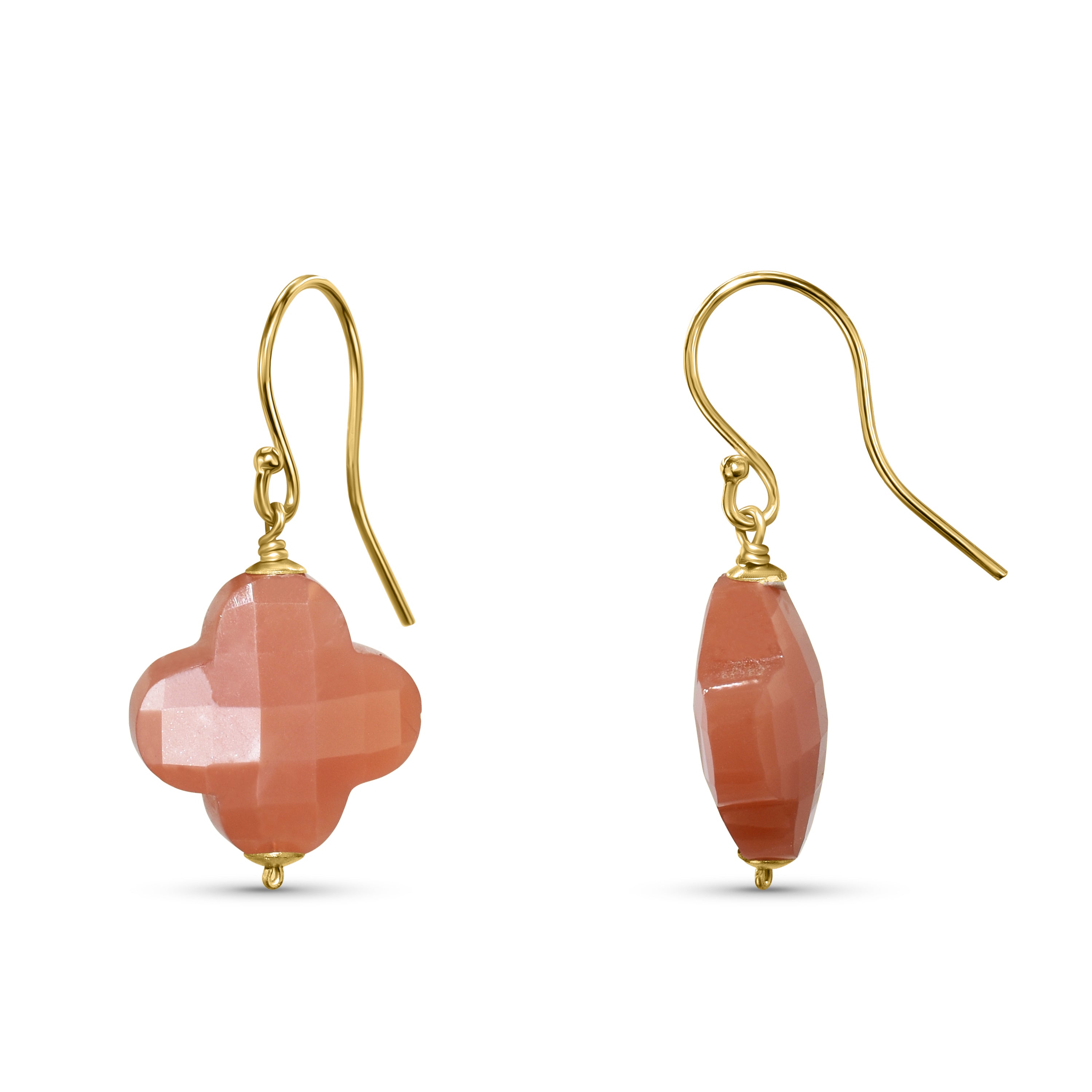 14k Gemstones Clover Hook Earring