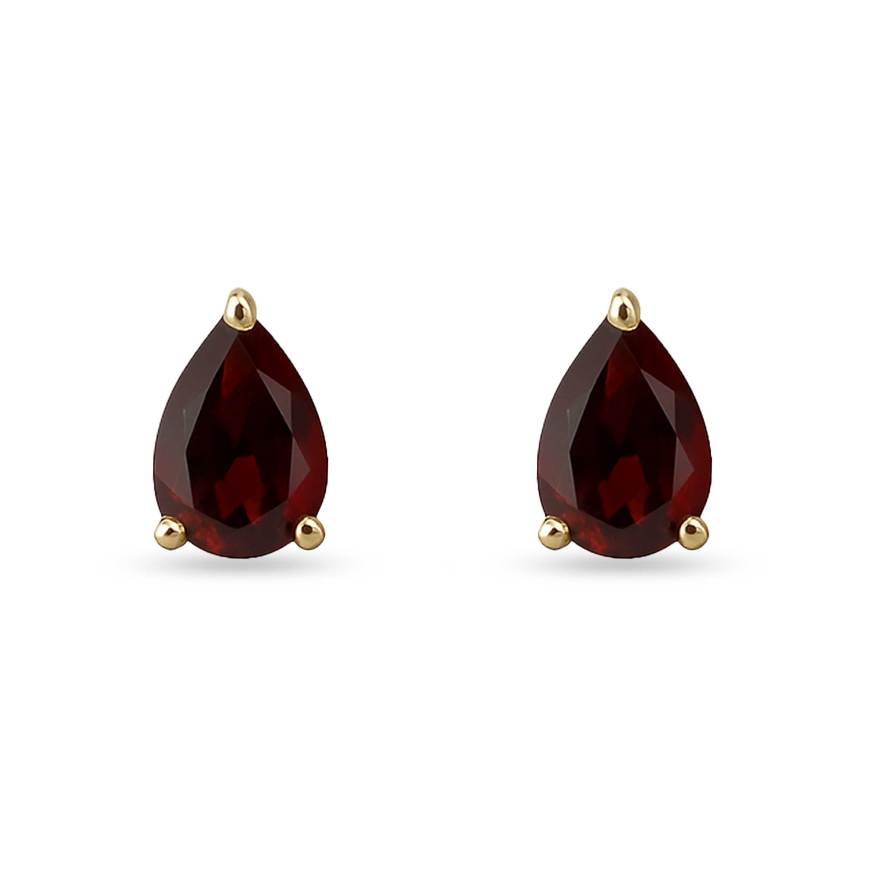 14k Garnet Pear Shape Earring